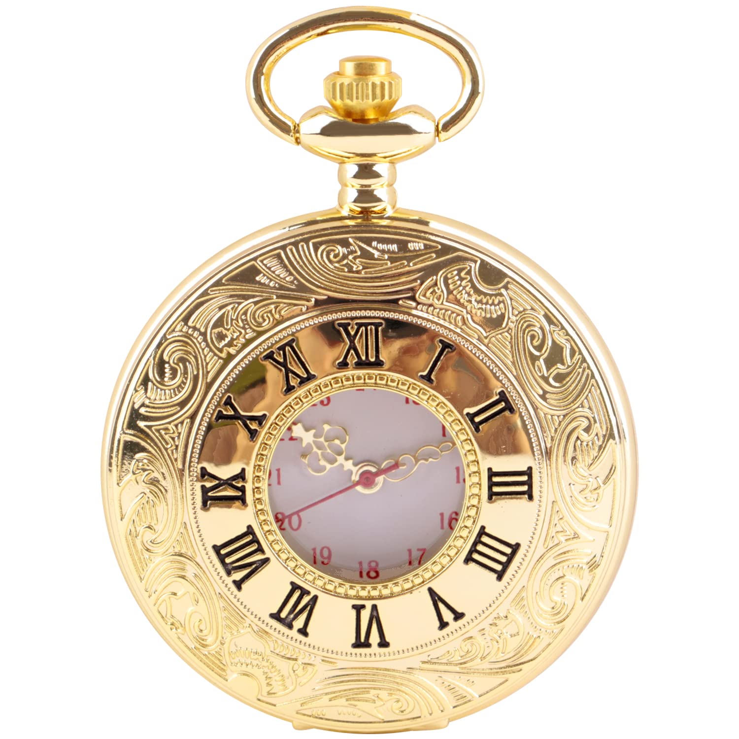 Vintage Roman Number Quartz Steampunk Zegarek kieszonkowy z łańcuszkiem dla mężczyzn Urodzinowe prezenty świąteczne,Zegarki kieszonkowe