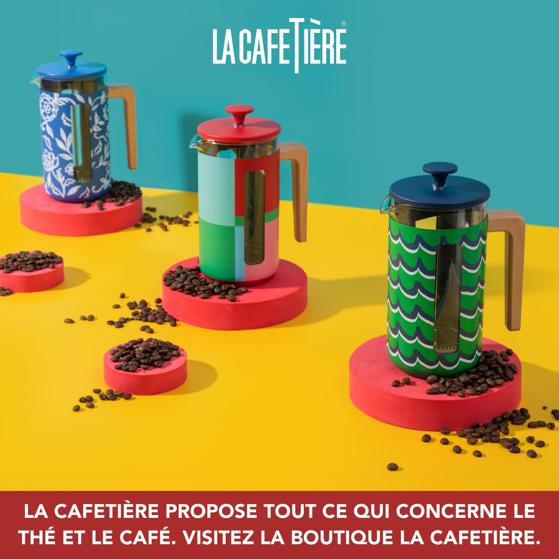 La Cafetière Pisa Grande cafetière à Piston Facile à saisir 8 Tasses 1 L avec Motif Floral, en céramique résistante à la Chaleur, idéale pour Le thé en Vrac et Le café moulu, Blu Fiorato