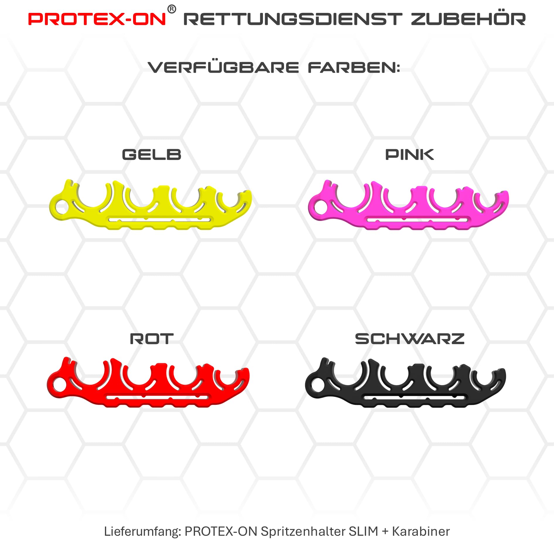 PROTEX-ON Spritzenhalter Slim – kompakte Spritzenhalterung für Rettungsdienst & Notfall (Rot)