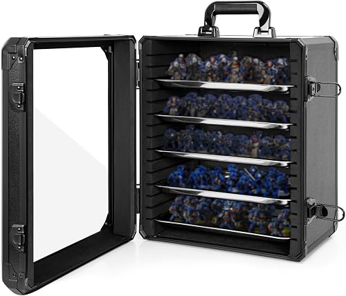AKOZLIN Mallette de rangement miniature avec serrure, 5 compartiments magnétiques en métal et cadre en aluminium (M-33,5 x 25,6 x 38,6 cm) - 4