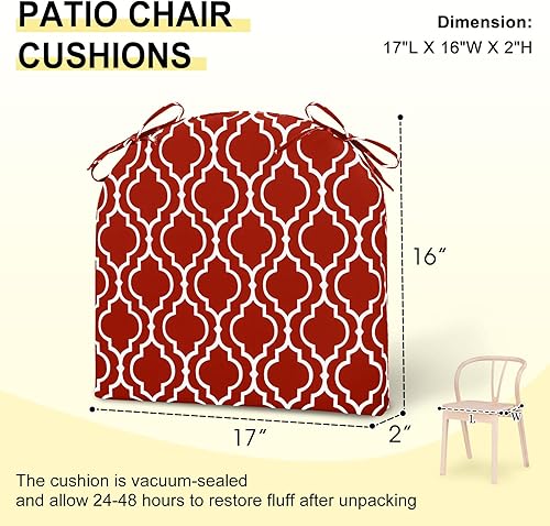 Miniatura 6 de downluxe - Juego de 4 cojines cuadrados impermeables para sillas de exterior y muebles de patio, con correas, de espuma viscoelástica, para asiento