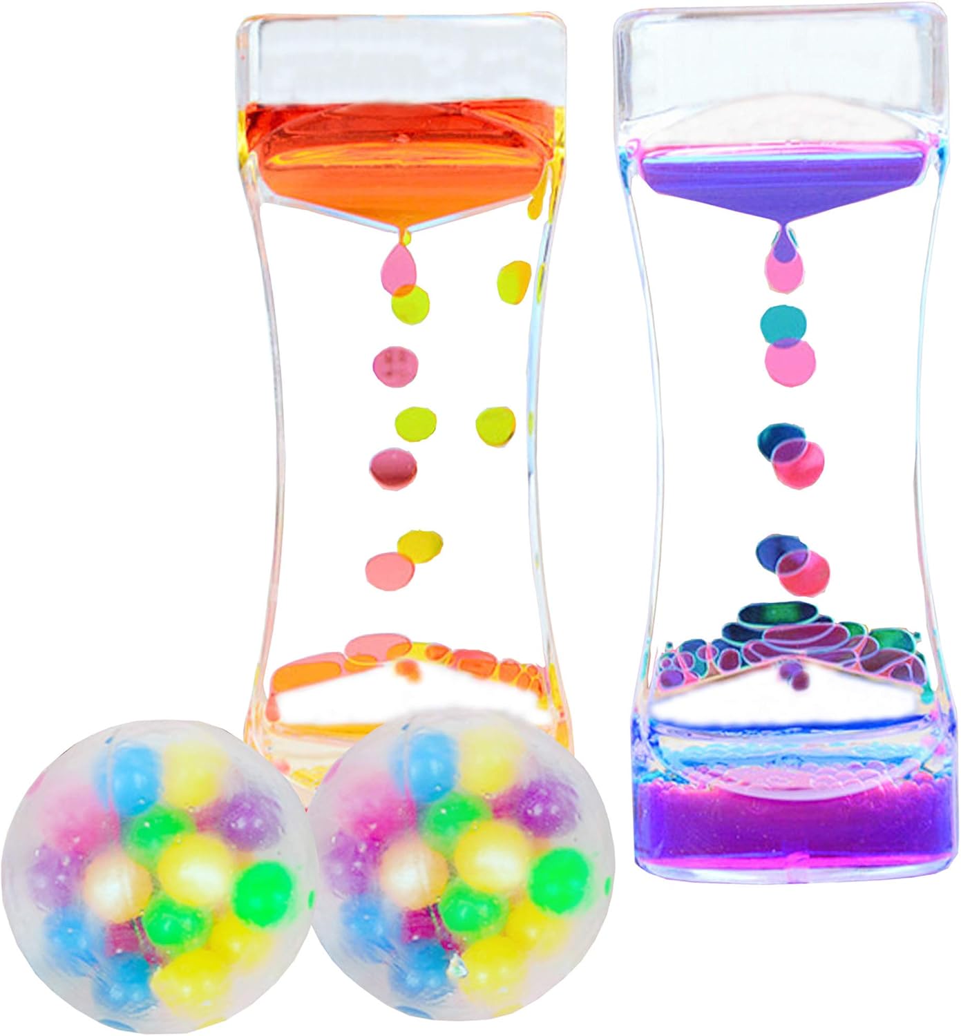 FixtureDisplays® Toys Sensory Toy Package-Ideal Gifts for Children with Autism-Sensory Toys for Autistic Children-Squeeze Balls and Liquid Motion Timers - Autism Toys - 4 Pack 15130-FBA