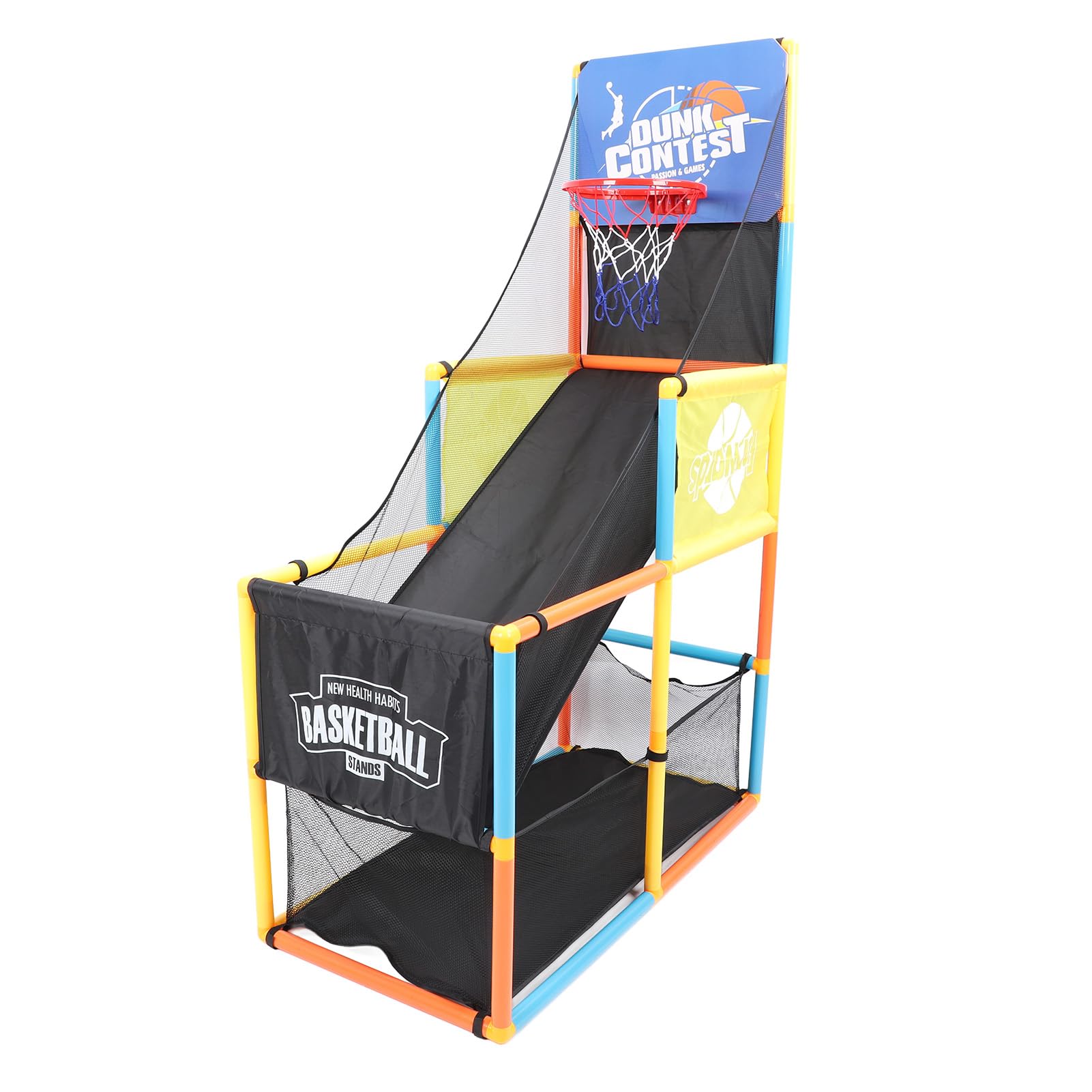 Set da Basket a Colpo Singolo per Bambini. Gioco Indoor e Outdoor. Include 2 Palline e Pompa