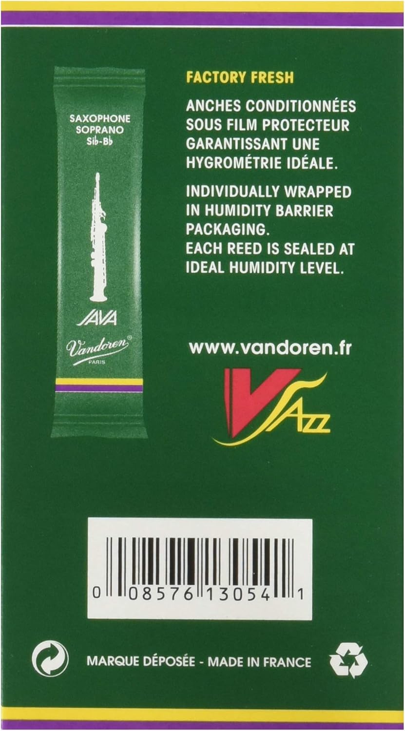 Vandoren SR3025 Soprano Sax JAVA Reeds Strength 2.5; Box of 10 & SR263 Alto Sax JAVA Reeds Strength 3; Box of 10 : Musical Instruments
