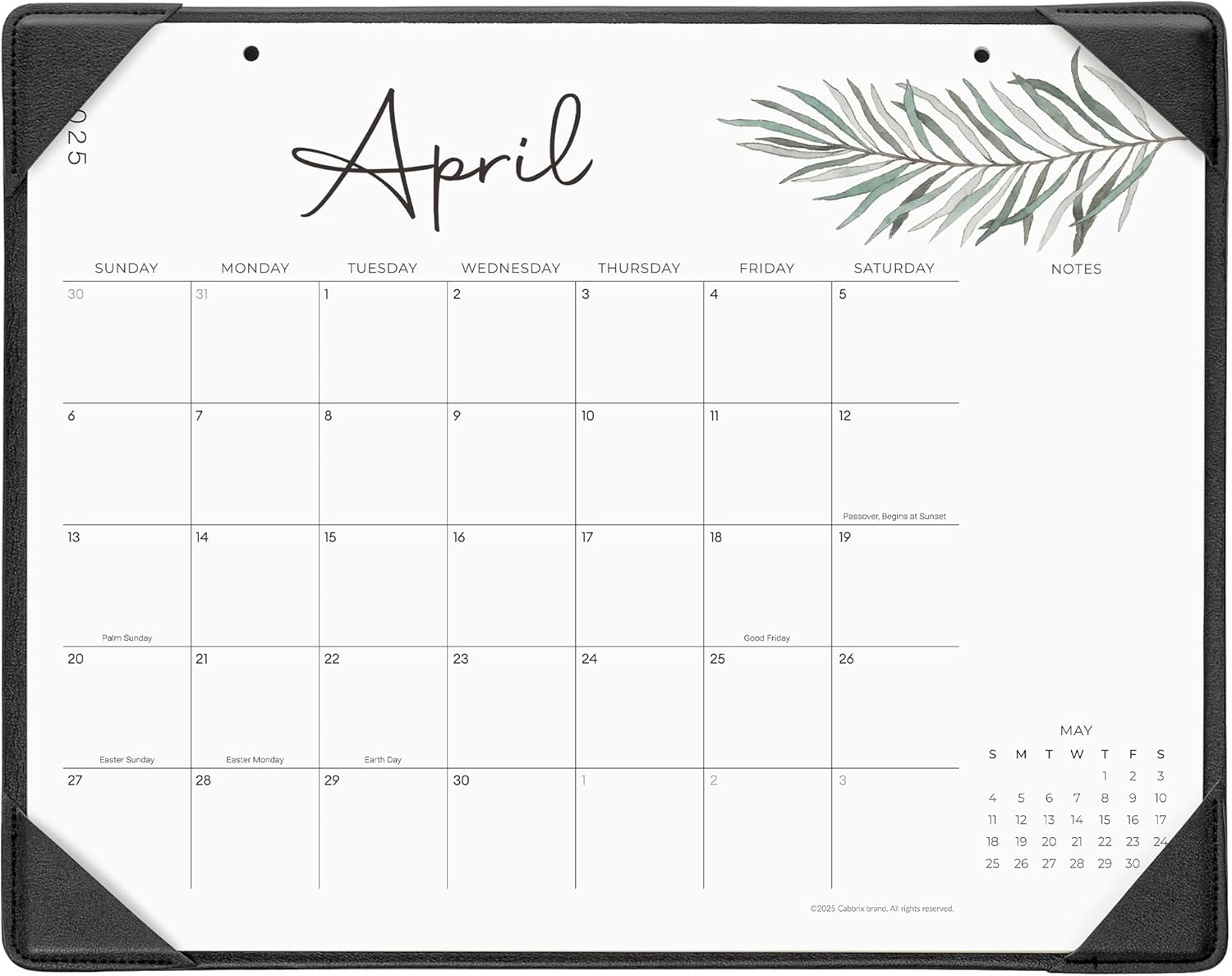 Cabbrix Aesthetic Desk Calendar 2025-2026 Covering July 2025 to June 2026, Monthly Desktop Calendar with Notes for Home Office School (Black, 15 x 12 inch Medium) Black 15 x 12 inch Medium
