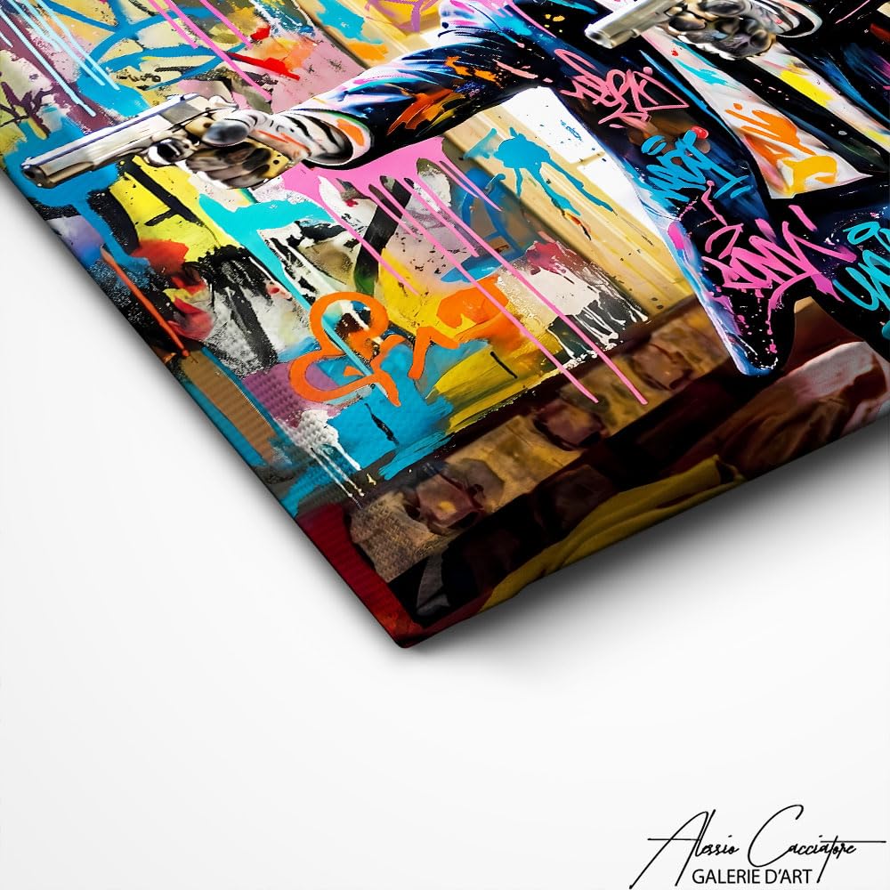 Quadro Pop Art con cornice Xxl Animali - Decorazione da parete cinema - Tela Graffiti Street Art - Poster di film cinema di grandi dimensioni - Quadro Graffiti Animali Camera da Letto Ragazzo (120 x