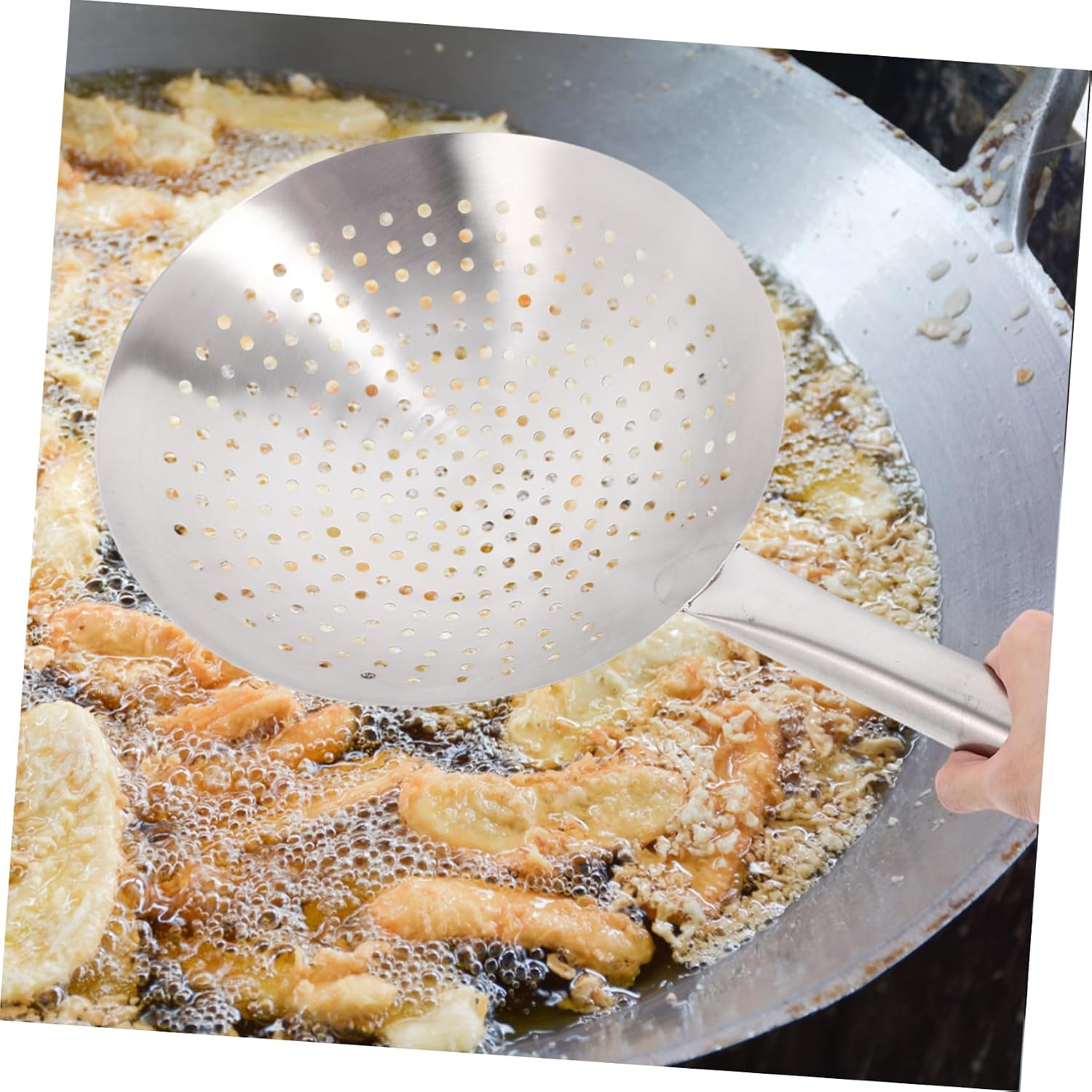 Stainless Steel Strainer Thickened Frying Filter Kitchen Gadget Sink Strainer Oil Filter Spoon