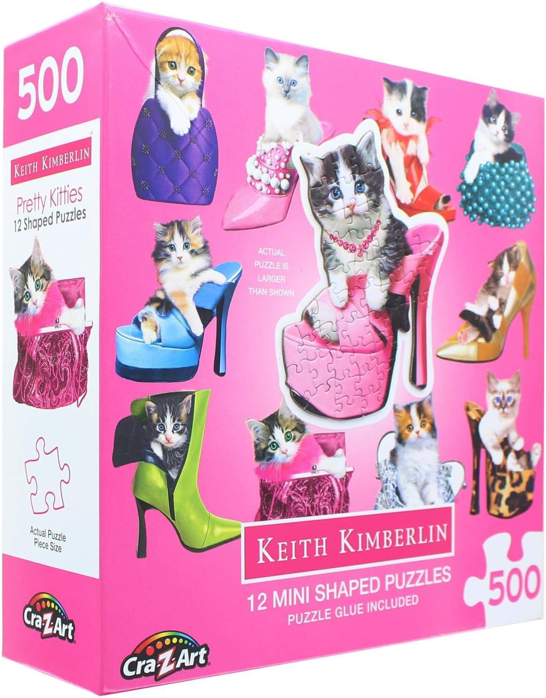 CRA-Z-ART Pretty Kitties | 12 Mini Shaped Jigsaw Puzzles | 500 Color Coded Pieces