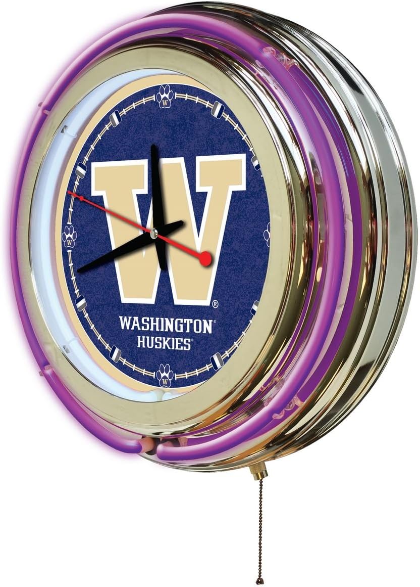 Holland Bar Stool NCAA Unisex-Adult Double Neon Ring, 15" Dia. Logo Clock