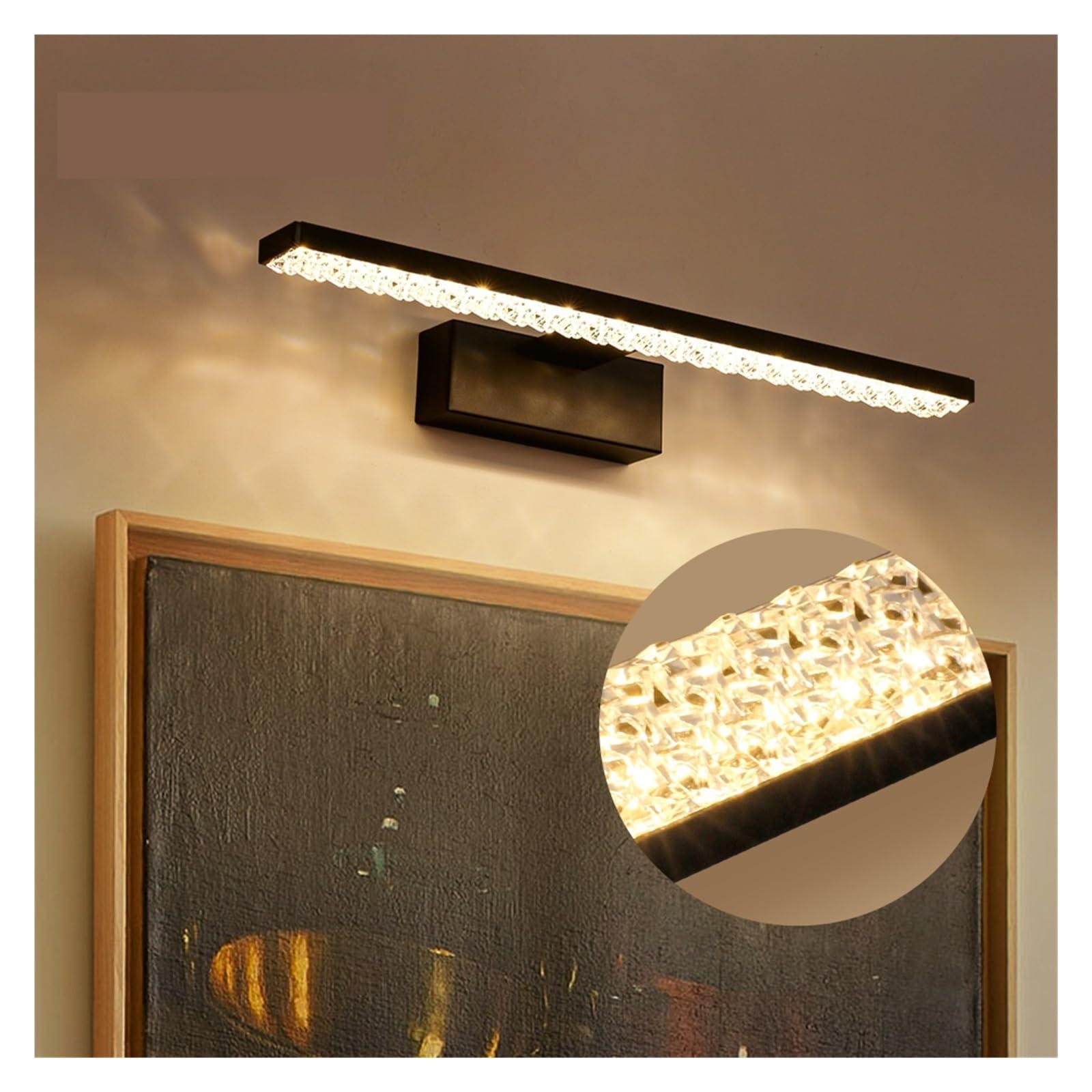 Luces de cuadro para pared Aplique de pared Led moderno AC85-265V, aplique de pared for baño, pantalla brillante, aplique de pared, aplique de pared con iman de 400 550mm(5500-7000K,Black 550mm)