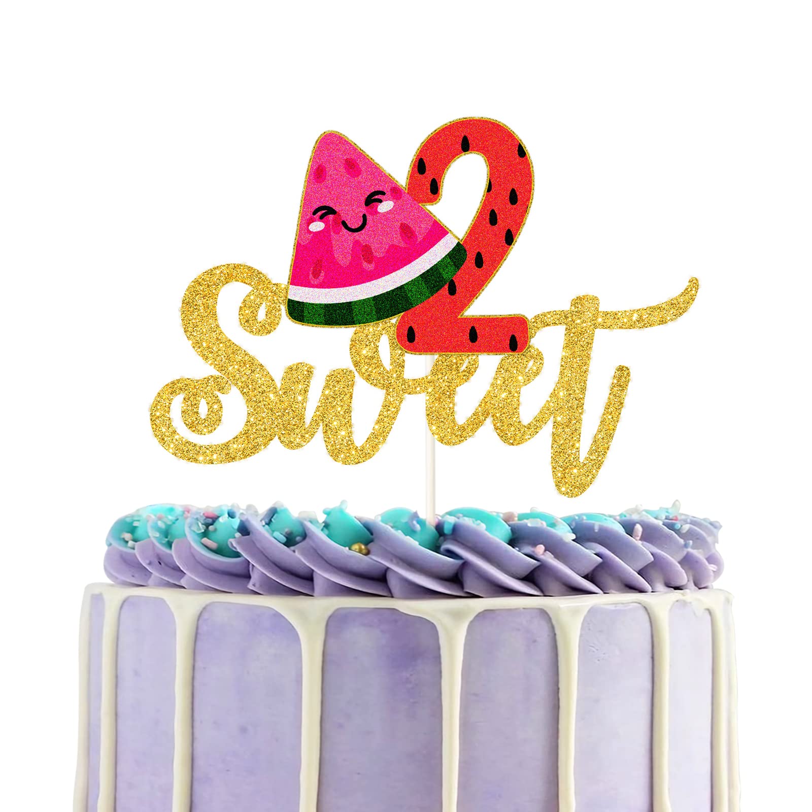 Watermelon Double Glitter Cake Topper Summer Baby Cake Decorations Fruit