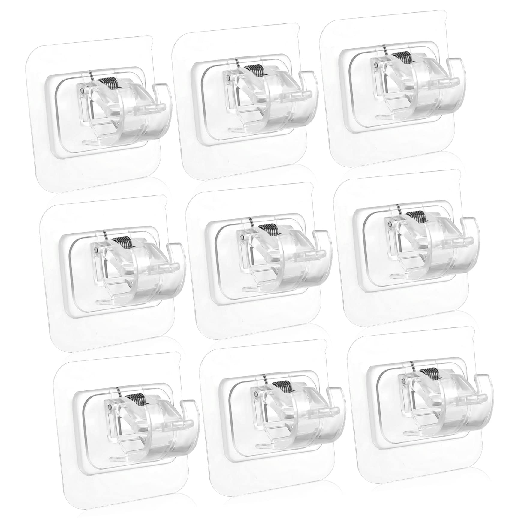 Lot de 20 supports de tringle à rideaux auto-adhésifs sans perçage, faciles à installer, clips de plafond et crochets pour décoration d'intérieur, adhésif puissant, accessoires de rideaux élégants