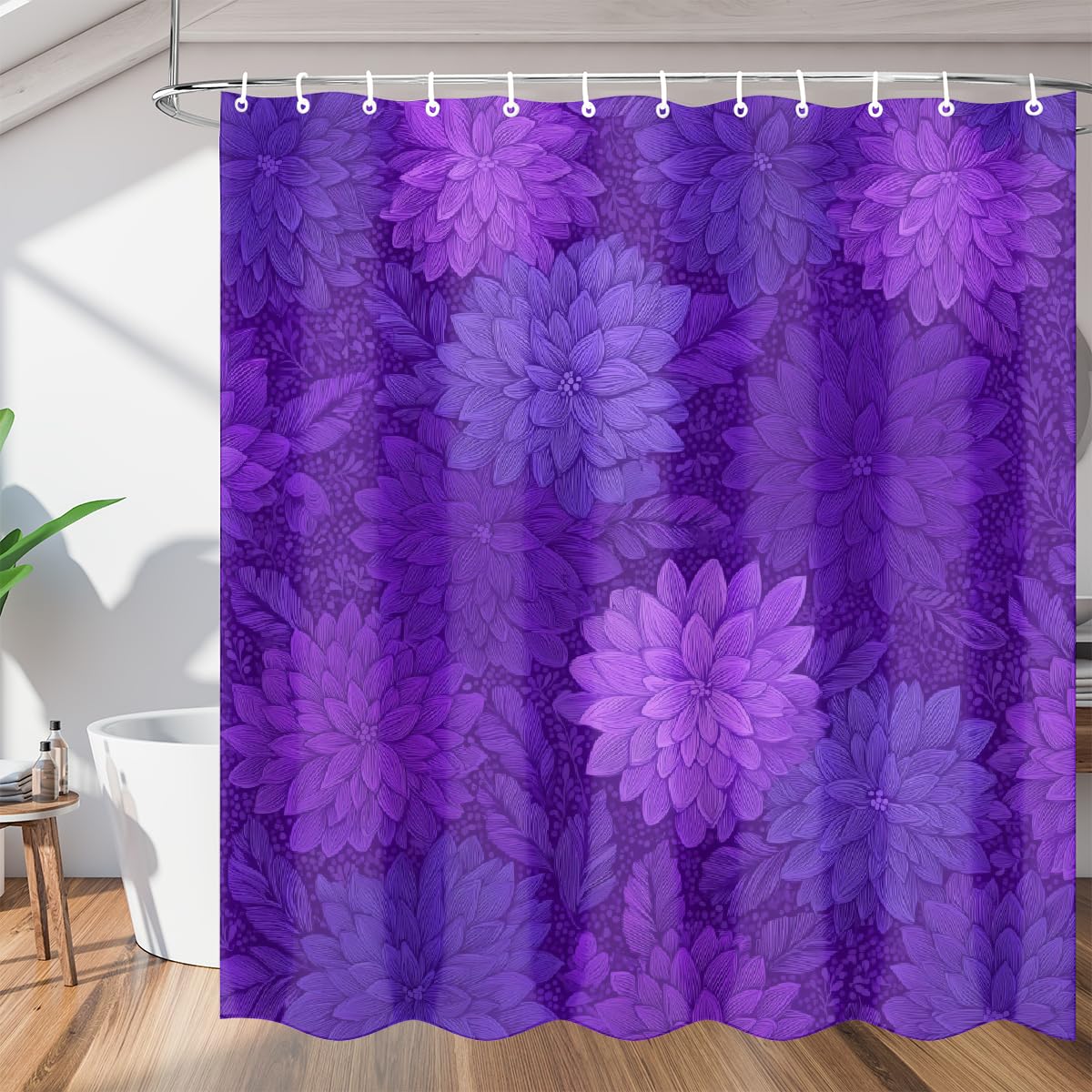 Rideau de douche anti éclaboussures en polyester violet contre l'humidité