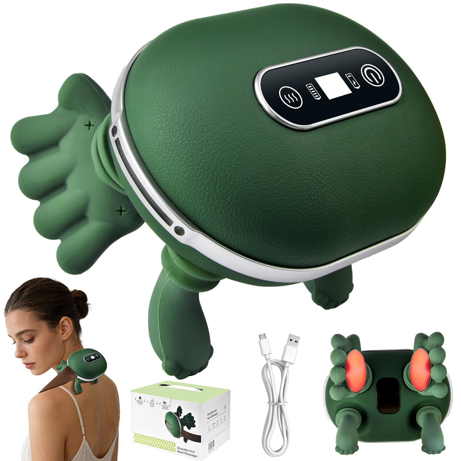 Massagegerät, 4D Nackenmassagegerät mit Wärme, Massagegerät Nacken, Shiatsu Massagegeräts, Nackenmassage Schultermassage Gerät, Entspannt die Muskeln und lindert Müdigkeit, für Zuhause & Büro