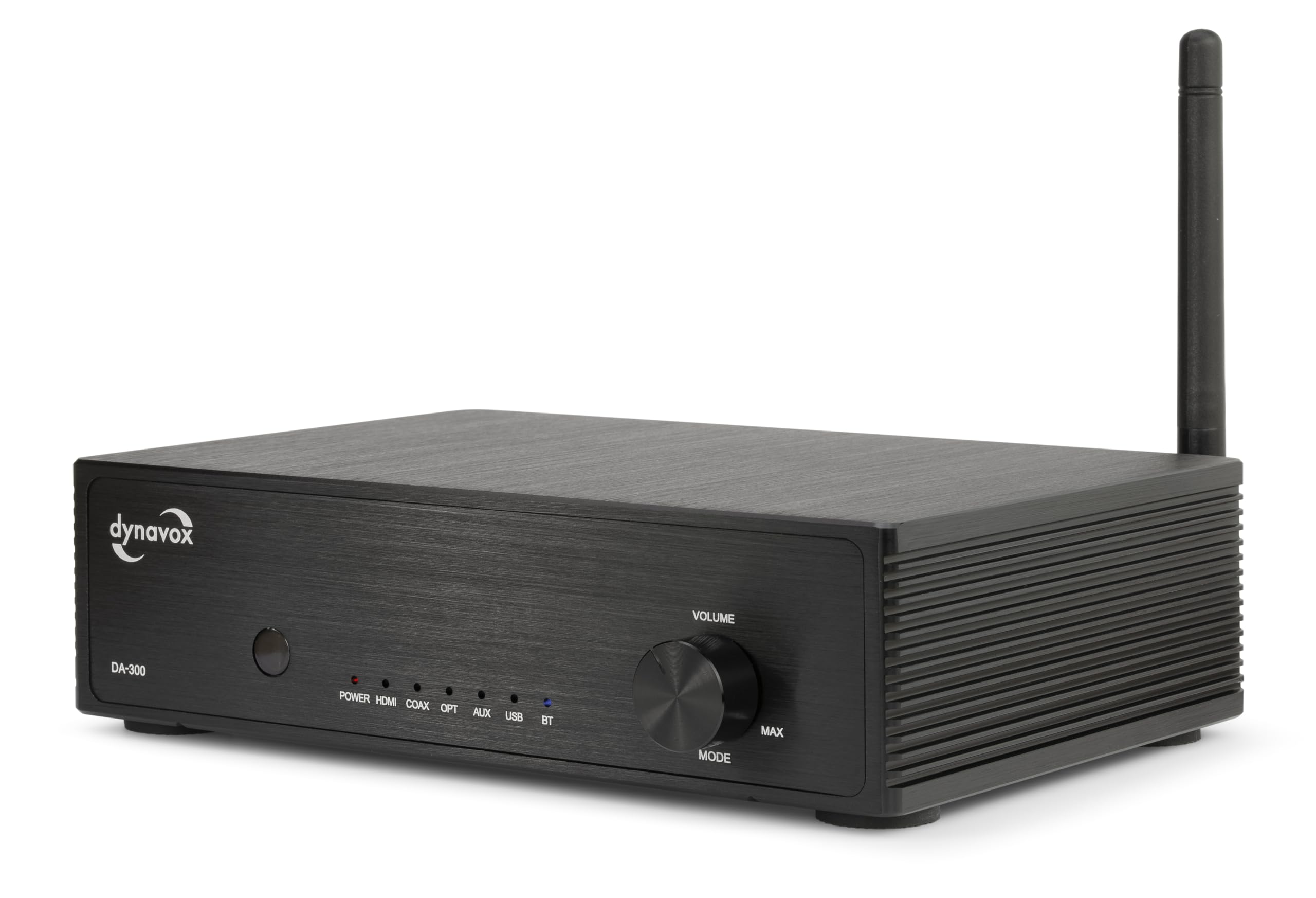 Dynavox DA‑300 Amplificador HiFi Compacto Clase D con HDMI ARC, Bluetooth 5.0, USB, entradas óptica y coaxial, Carcasa de Aluminio, Ideal para TV y Streaming Musical, Negro