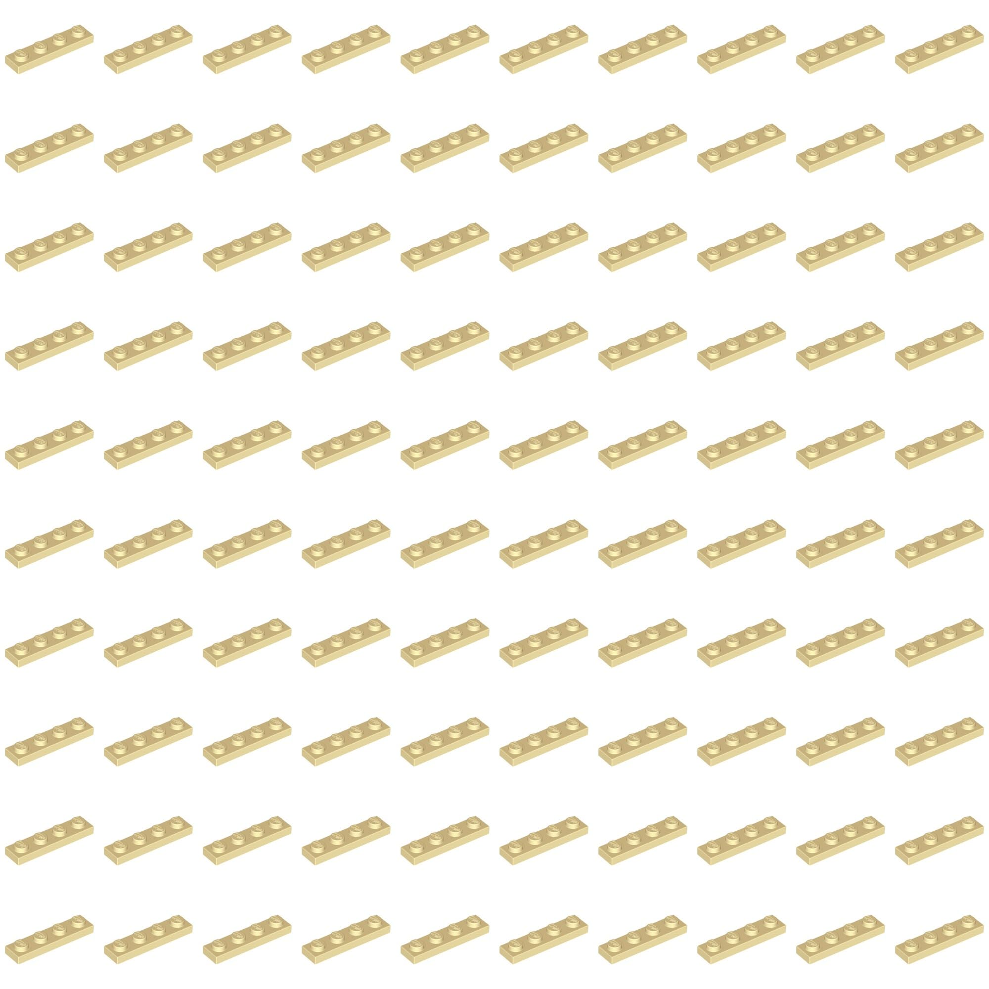 LEGO Plate 1x4, Building Brick Part 3710 (Tan, 100, Bricks) — image 1