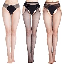 Womens Fishnet Stockings Glitter Rhinestone Stockings Sparkly Tights