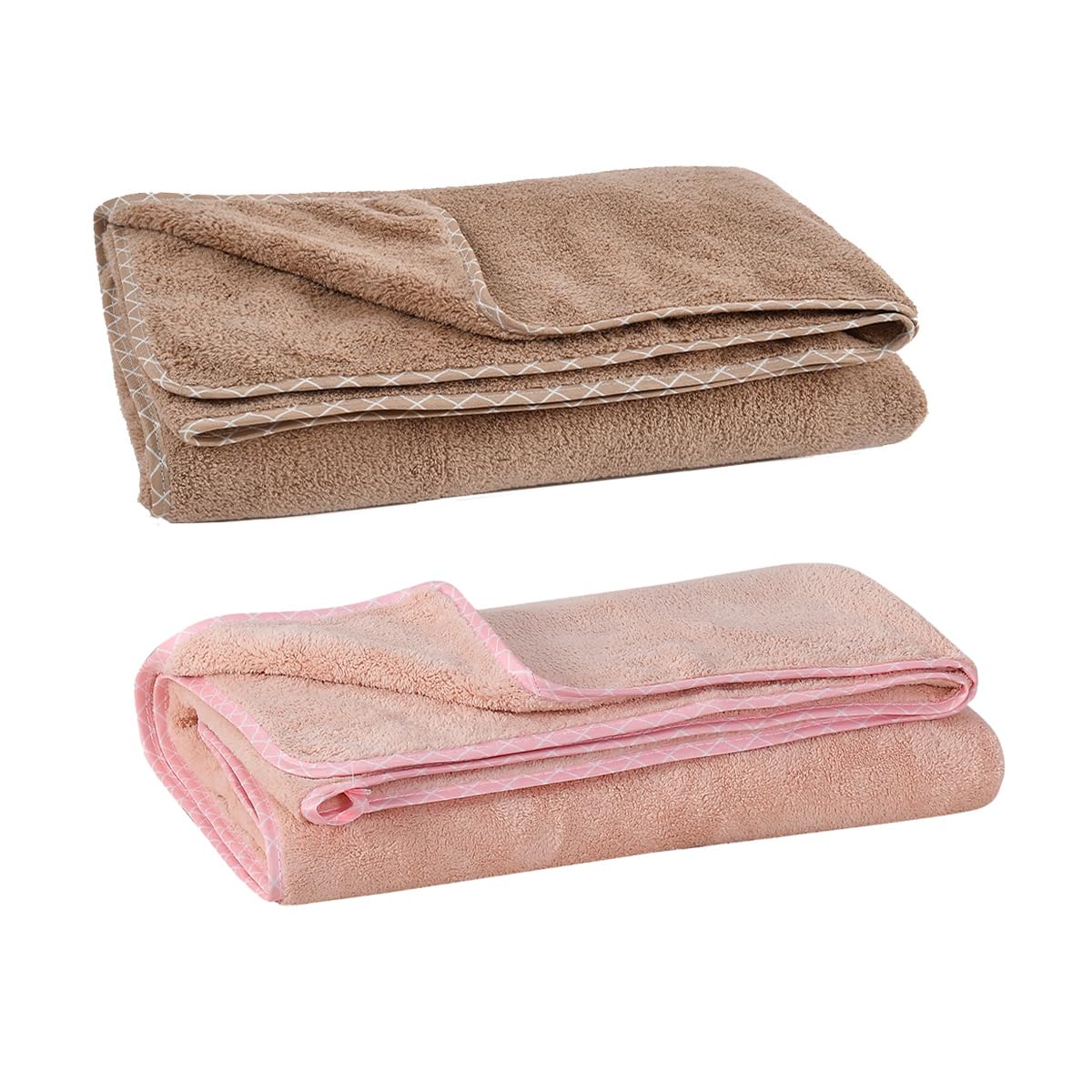 UrbanLeaf Microfiber Large Bath Towel | Quick Dry Super Absorbent - Bath Towel for Men and Women | Brown & Peach | Towel for Bath, Travel, Gym, Beach, Pool, and Yoga (70 X 140 CMs)