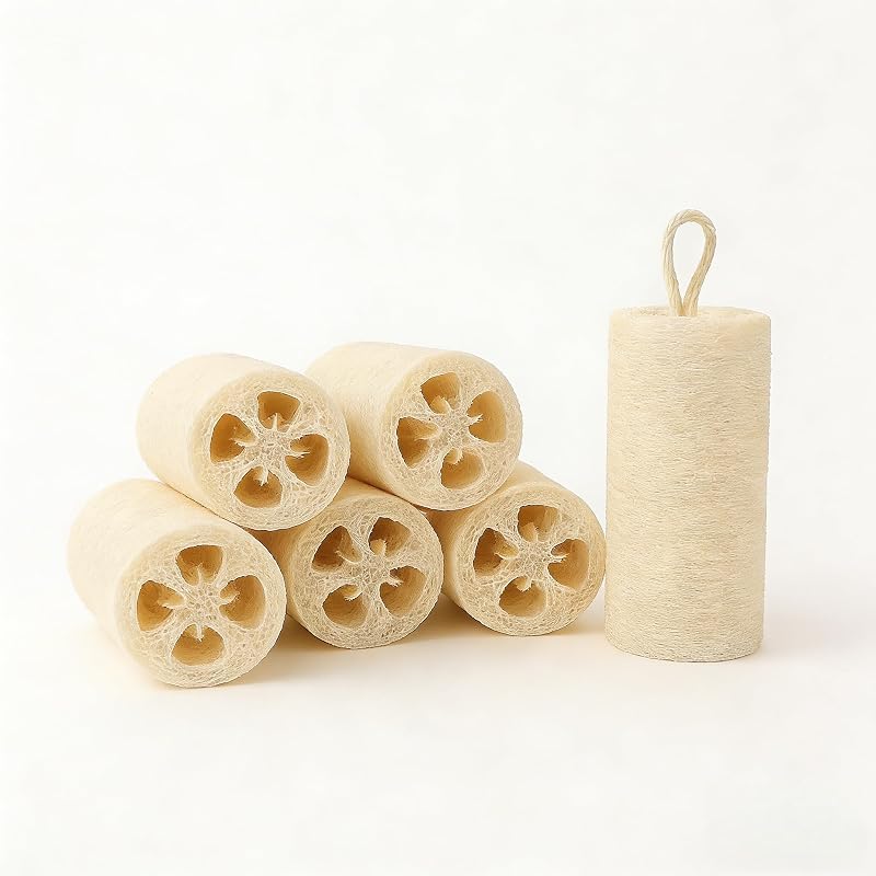 Bucha corporal de luffa TFSWUFI, 6 unidades, fibras naturais, biodegradável, sem corantes