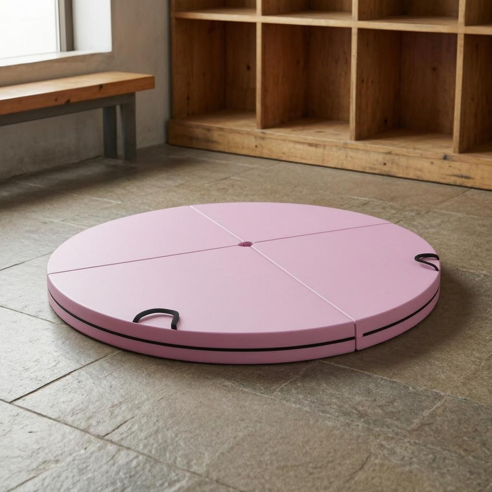 Materassino Rotondo Maniglie Integrate Materassino a Pannelli Superficie Liscia Attrezzatura Sportiva