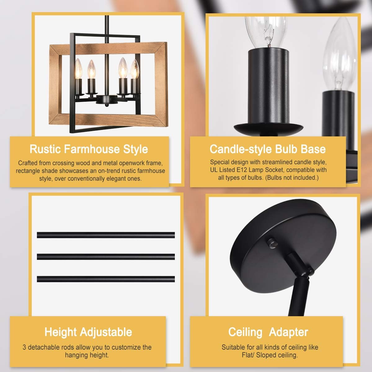 Blасk Frіdау - 80% оƒƒ Merbotin Rustic 4-Light Dining Room Hanging Light, Farmhouse Metal Ceiling Pendent Light for Kitchen Island, Dining Table, Living Room