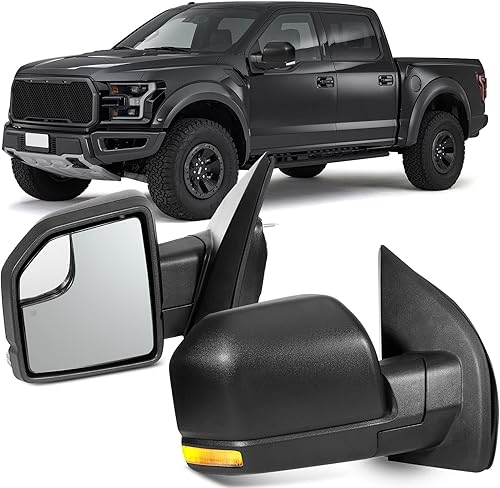 Miniatura 12 de OCPTY Espejo de remolque para 2007 2008 2009 2010 2011 2012 2013 2014 para Ford para camioneta F-150 Pickup Camión Remolque Espejos Par Par Potencia