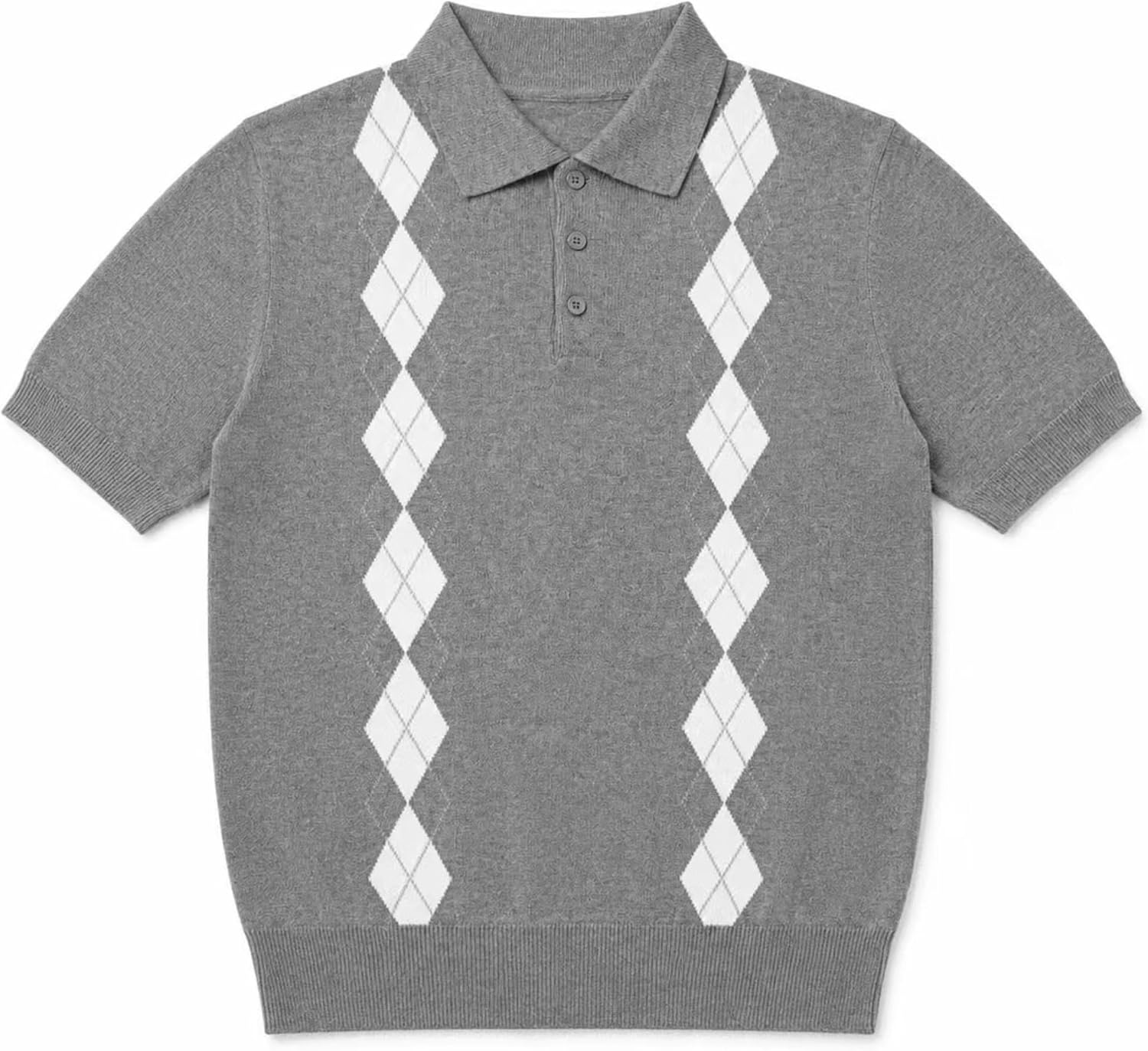 Women Short Sleeve Argyle Knit Polo Sweaters Summer Fall Outfits