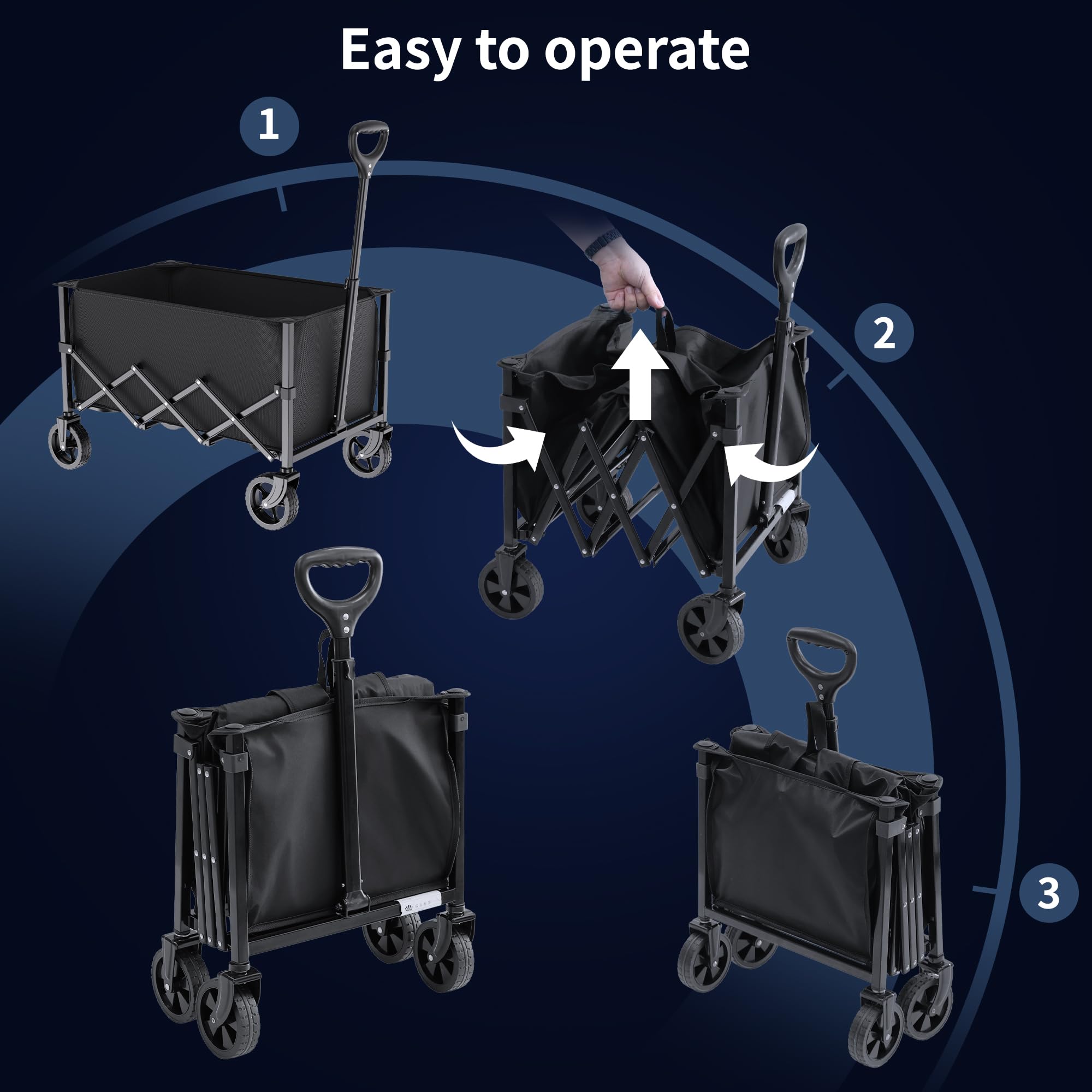 Chariot Utilitaire Pliable avec Roues et poignée télescopique pour Le Jardinage, Le Camping, Le Shopping et Les Sports de Plein air