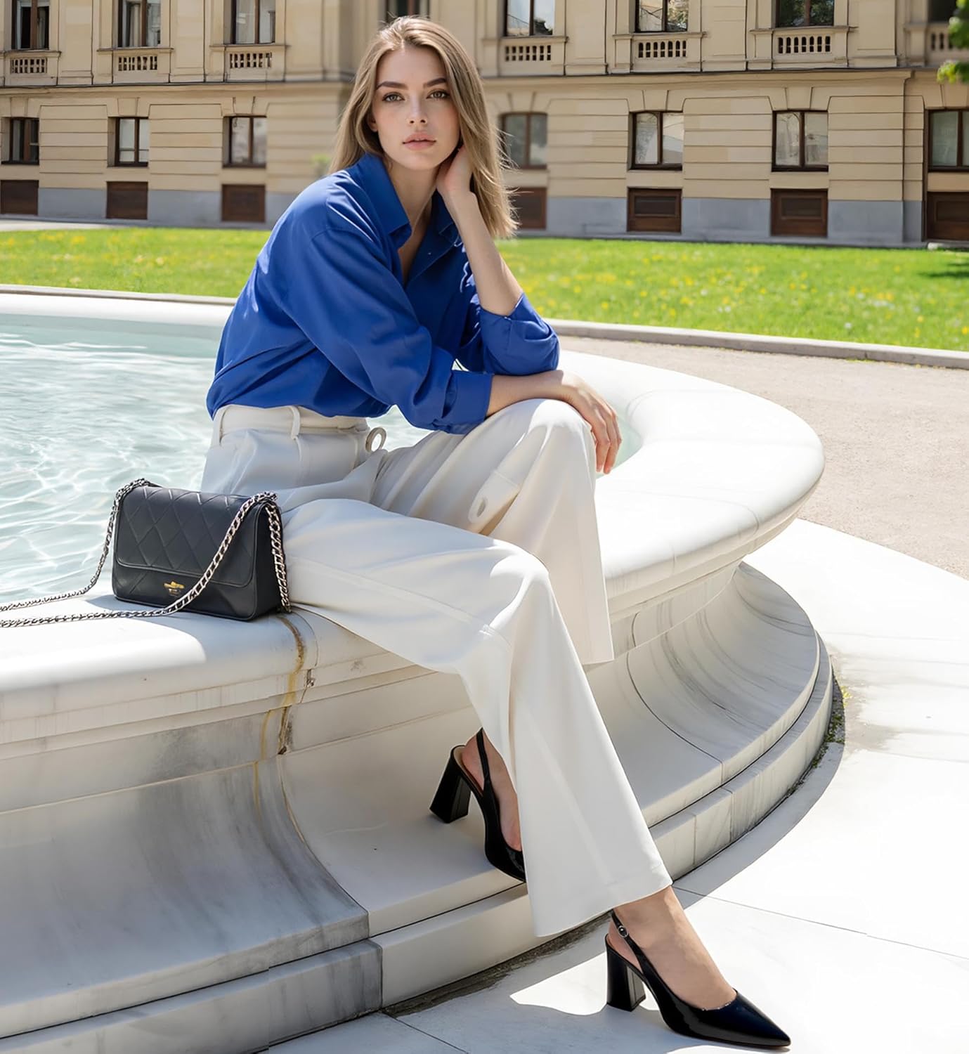 heelchic Chunky Heels for Women Pumps Closed Toe Slingback Block Heels Slip on Wedding Dressy Comfortable Shoes - Image 6