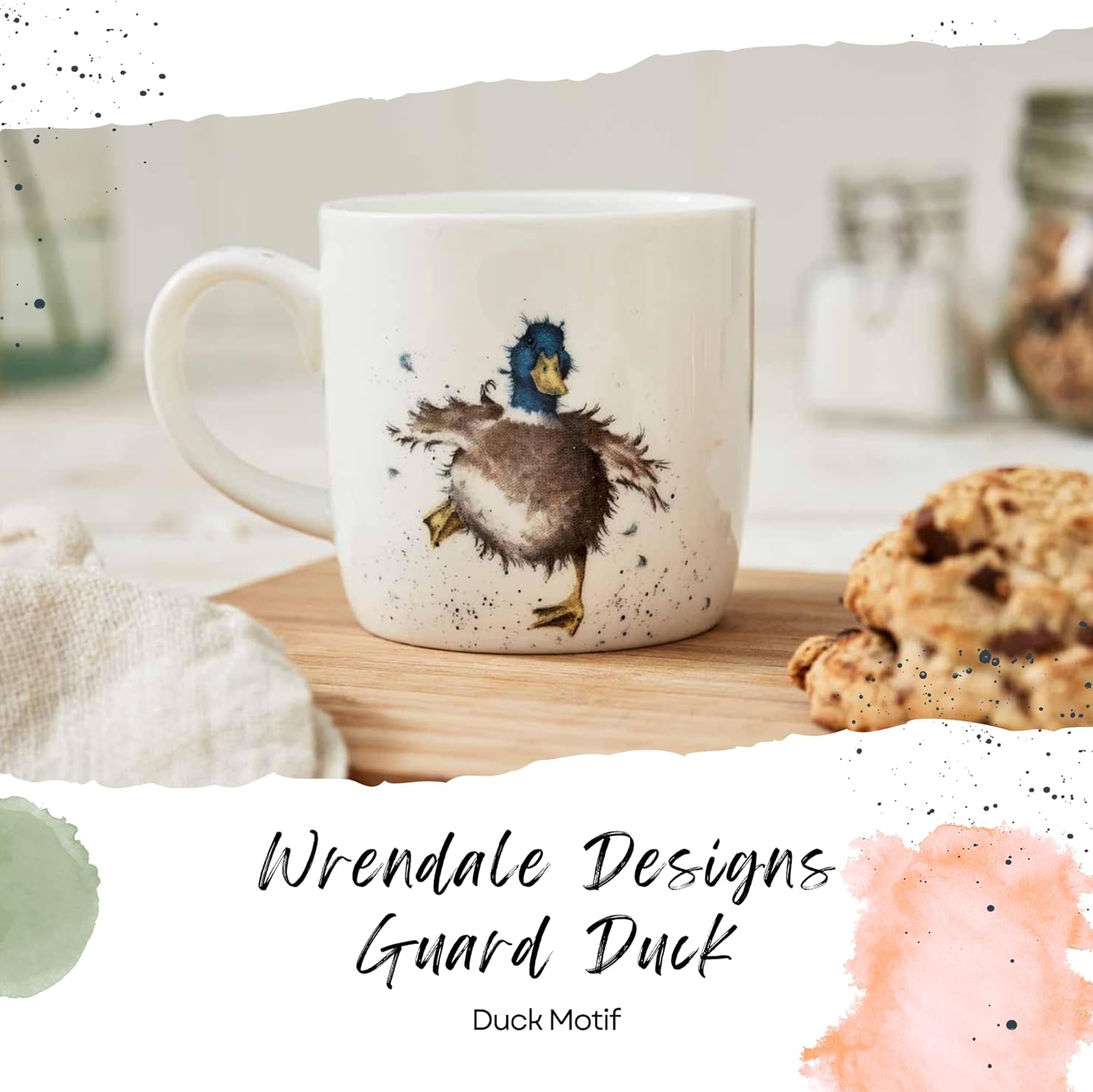 Royal Worcester Wrendale Designs 11oz Mug, Guard Duck - Bone China Tea Cup for Rustic Kitchens, Country-Inspired Cottagecore Drinkware, Dishwasher & Microwave Safe Cup for Daily Use