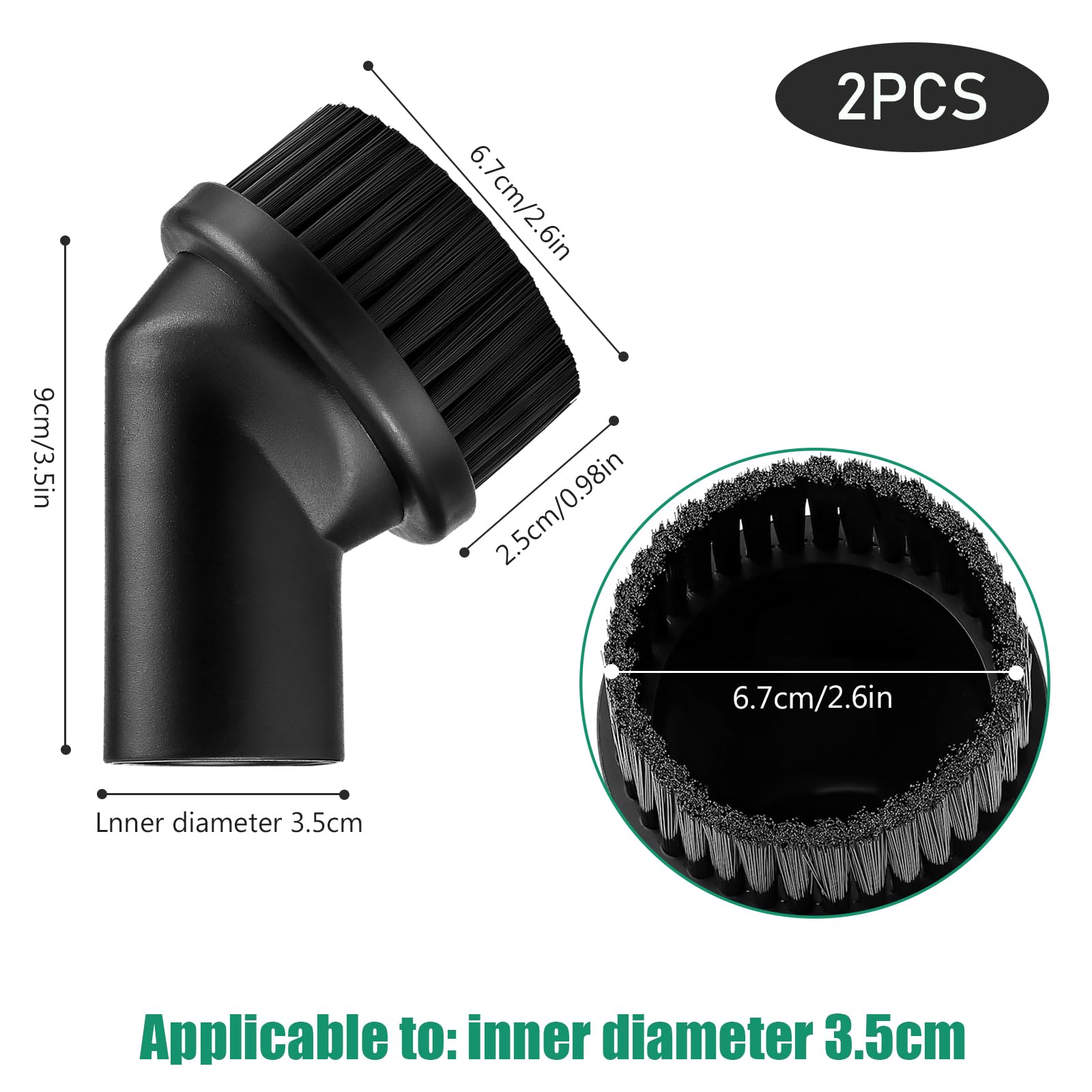 2 Spazzole Per Aspirapolvere Universali - Set Doppio Con Crine Di Cavallo 32mm E 35mm - Foto 2