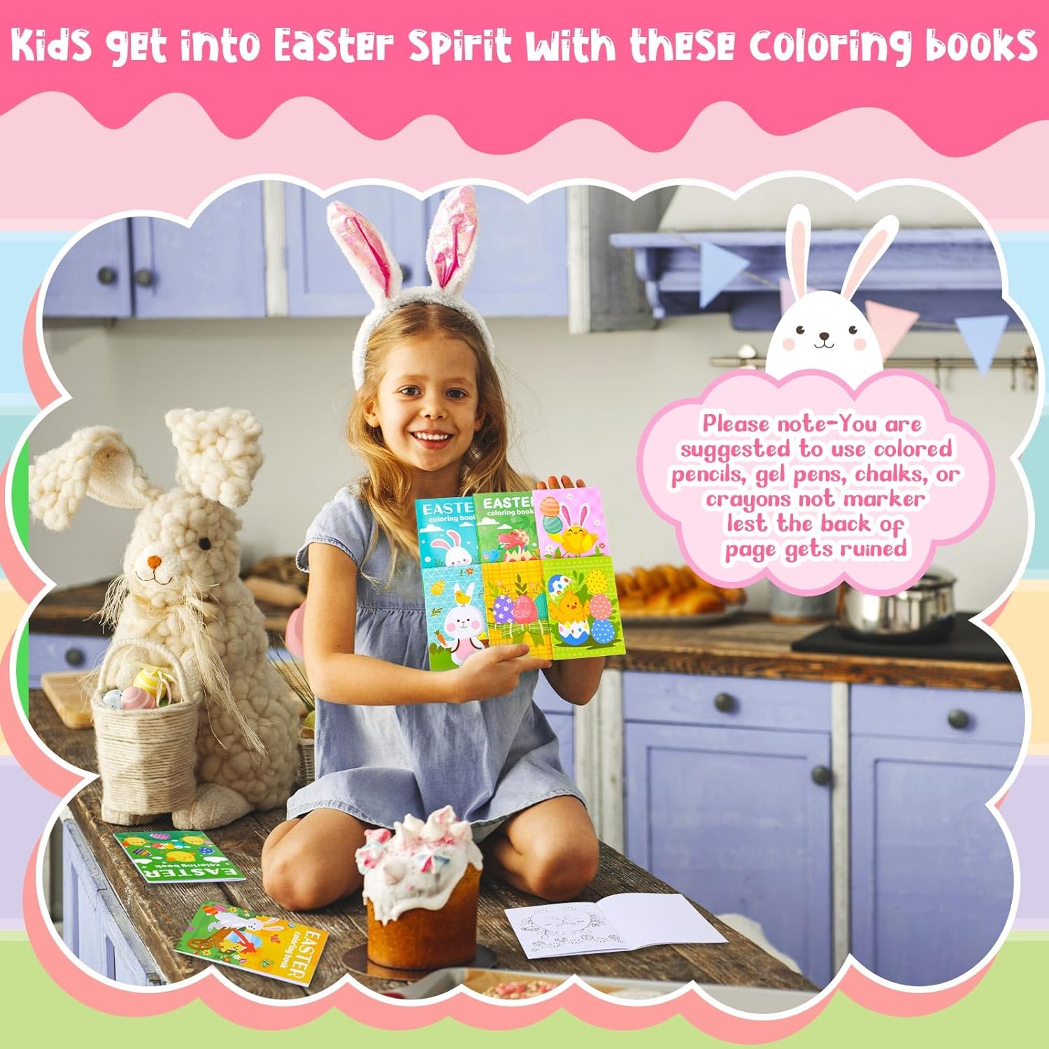 Nezyo 24 Pcs Easter Coloring Books for Kids Each 12 Sheets Easter Activity Books for Boys and Girls Ages 6-12 Bunny Chicken Egg Basket Stuffer Gifts for Boys Girls Party Favors Supplies School