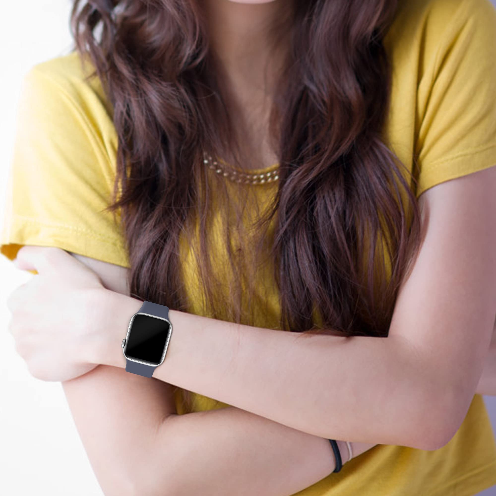 Distore Bands Compatible with Apple Watch 38mm 40mm 41mm 42mm 44mm 45mm 49mm, Soft Silicone Replacement Sport Strap Wristbands for iWatch Series Ultra 8/7/6/5/4/3/2/1 SE Women Men, Blue Gray