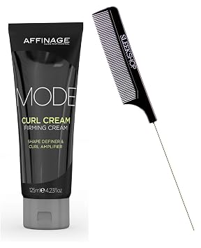 Affinage ASP Mode CURL CREAM Firming Creme w/Sleek Steel Pin Rat Tail Comb Shape Definer & Hair Curl Amplifier 4.23 ounce size