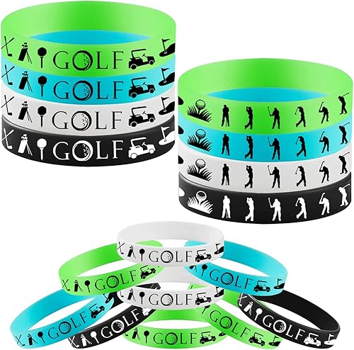 24 pulseras de goma con temática de golf, pulseras deportivas de silicona, suministros de fiesta, decoraciones de cumpleaños, baby shower, regalos
