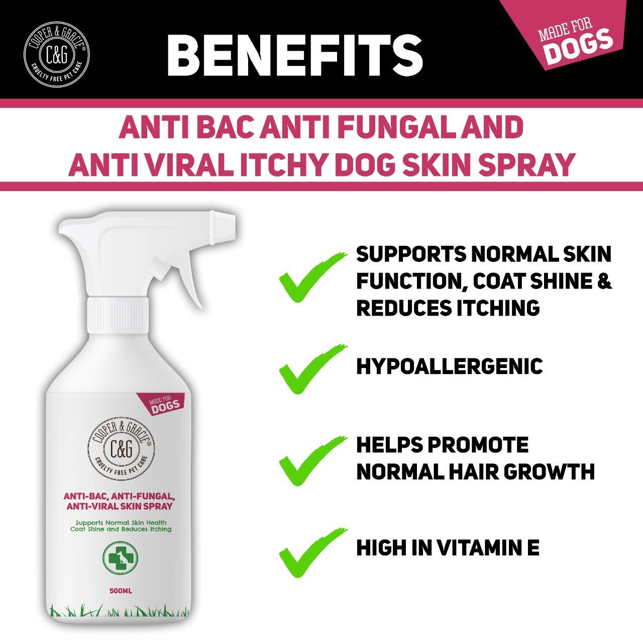 Cooper And Gracie Antibacterial Anti Fungal Itchy Dog Spray Itch