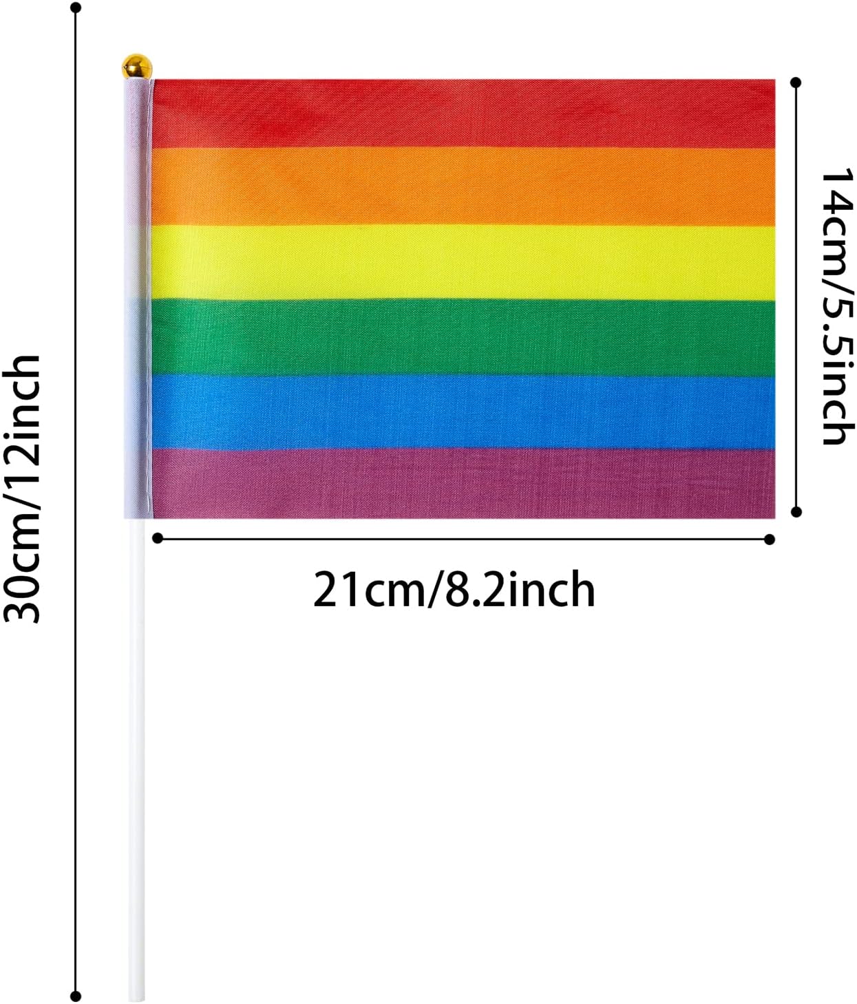 WXTWK 30 Pack Pride Rainbow Flags Set Gay LGBT Small Mini Hand Held Stick Flag Festival Party Parades Decorations(10 Rainbow Patterns, 3 Packs Of Each) - Image 3