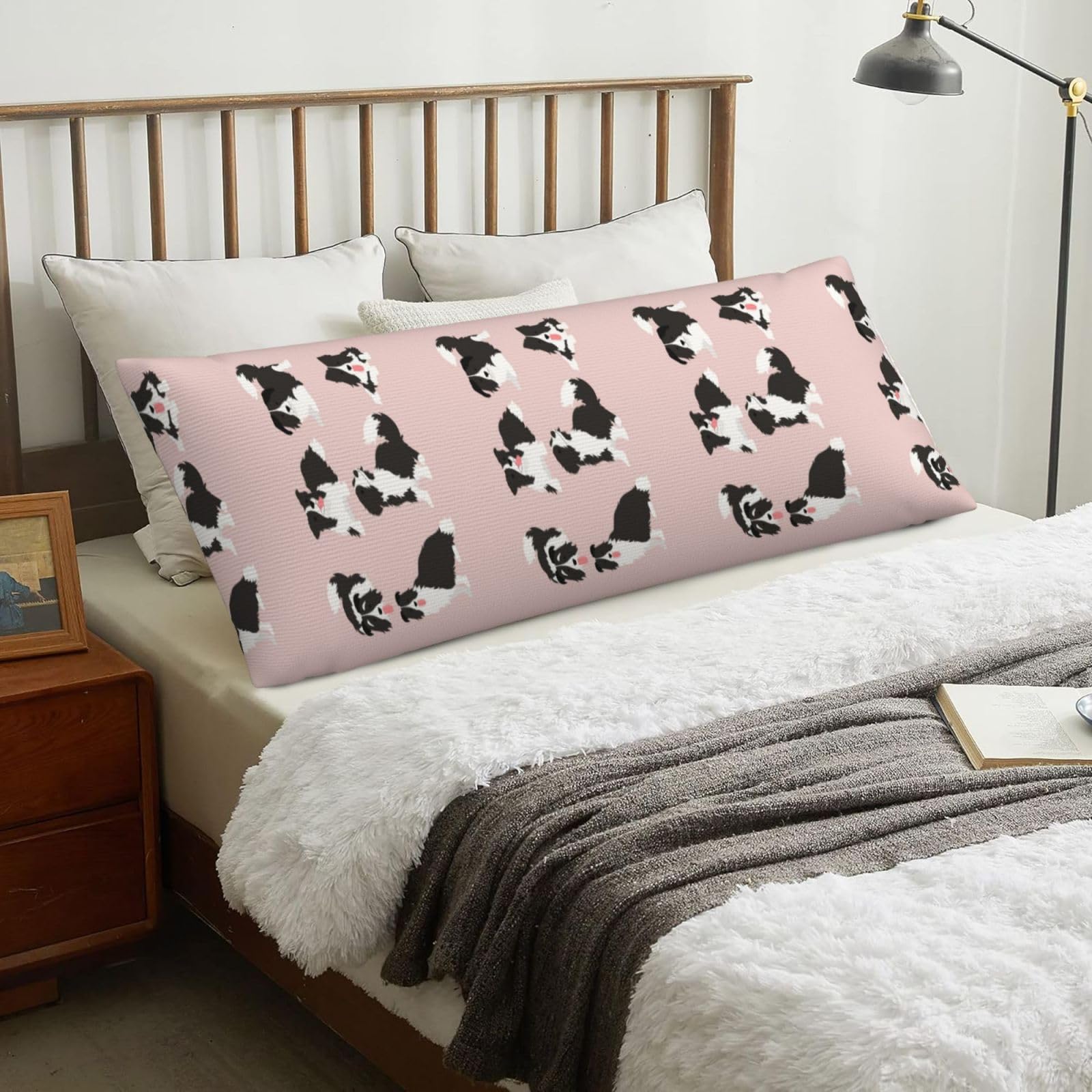 Border Collie Dog, Body Pillow Cover with Zipper,Long Body Pillowcase 20 x 60 in