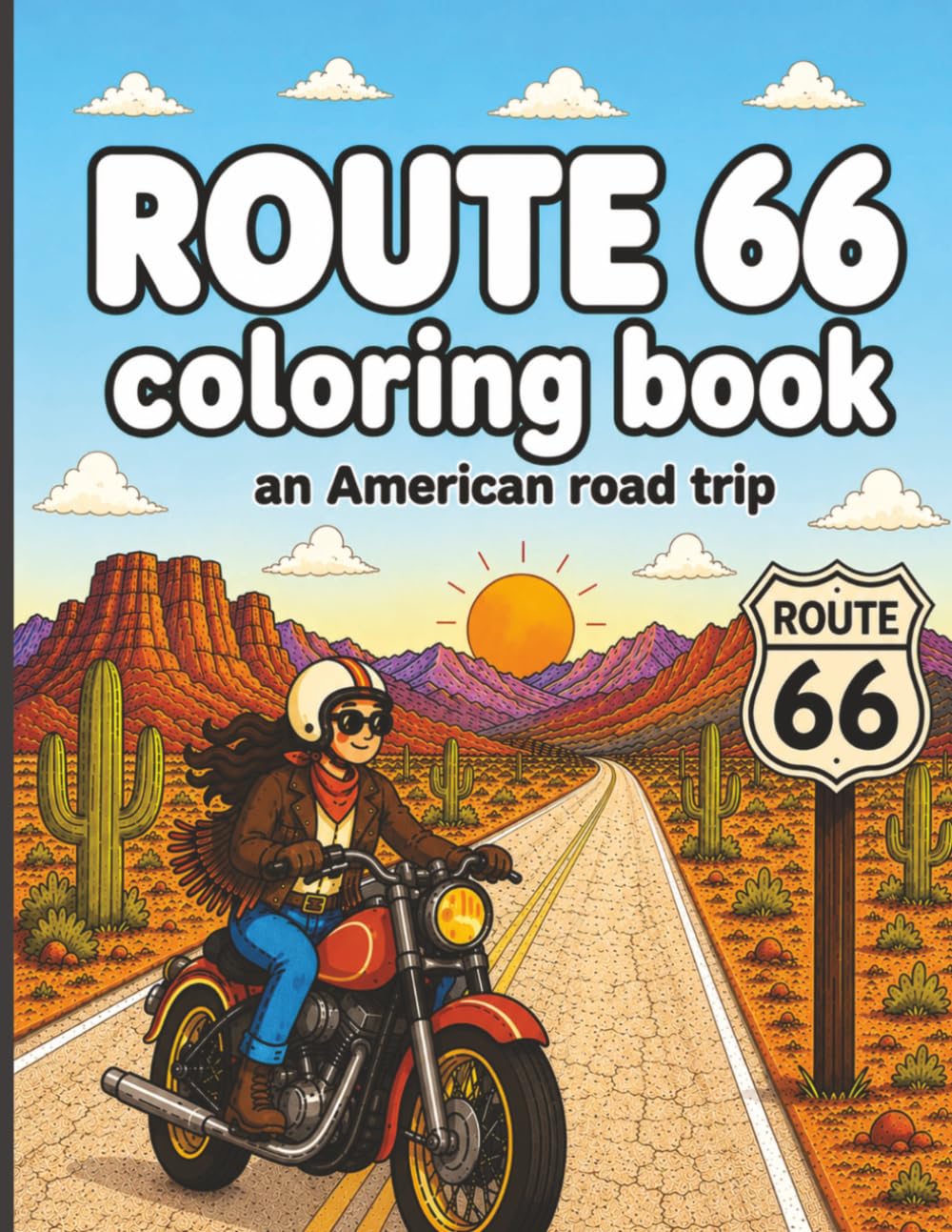 Route 66 Coloring Book: An American Road Trip | Creative Coloring & Stress Relief for Adults, Seniors & Teens | 40 Designs (People & Places)