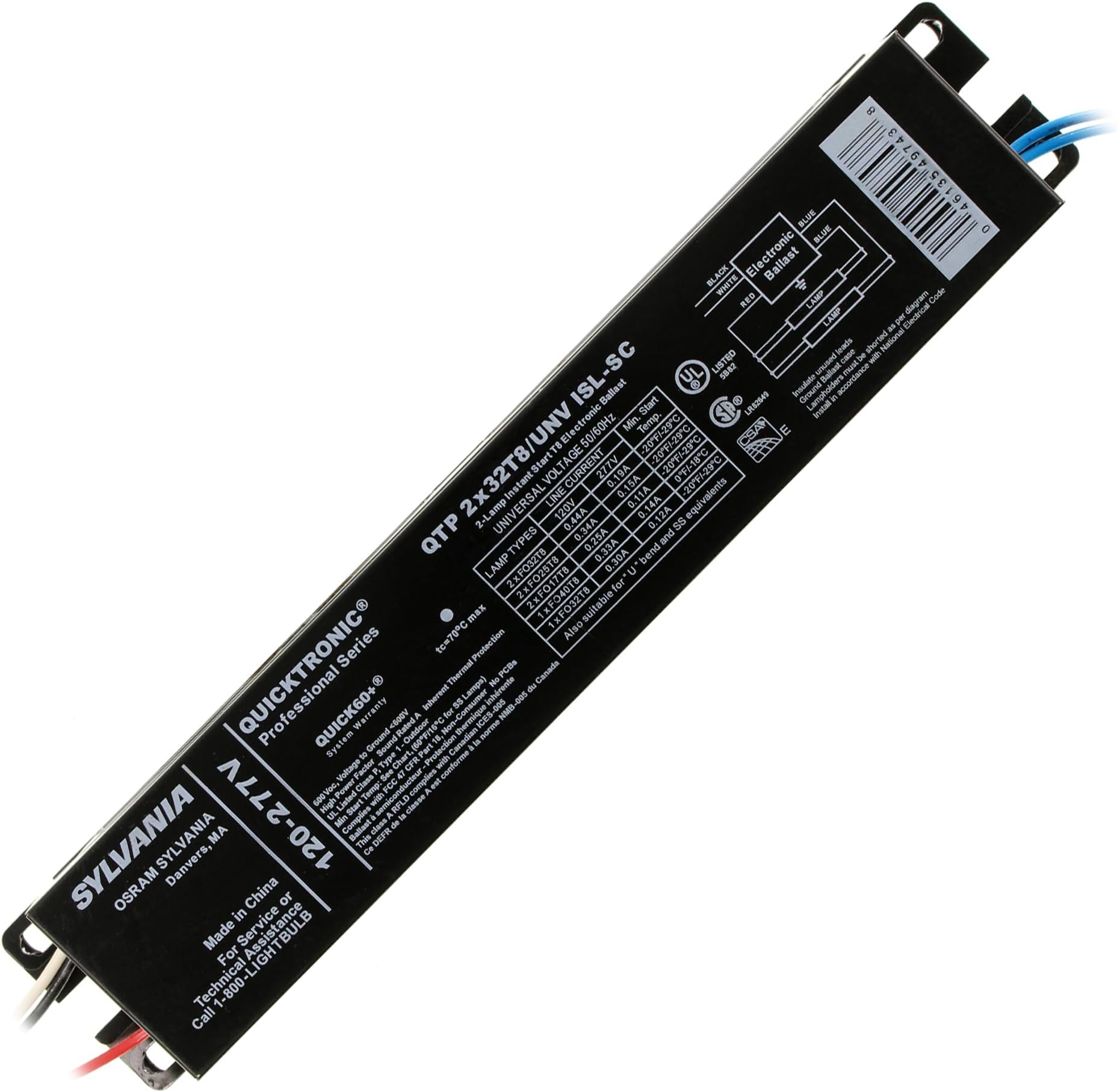 Sylvania 49743 QUICKTRONIC QTP2x32T8/UNV ISLSC Instant Start Ballast