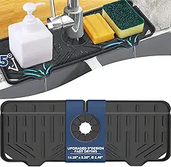 Tapete de silicone para coletor de gotejamento, tapete de torneira de silicone, suporte de esponja de sabão para acessórios de pia de cozinha, tapete de secagem para balcão de cozinha e protetor de