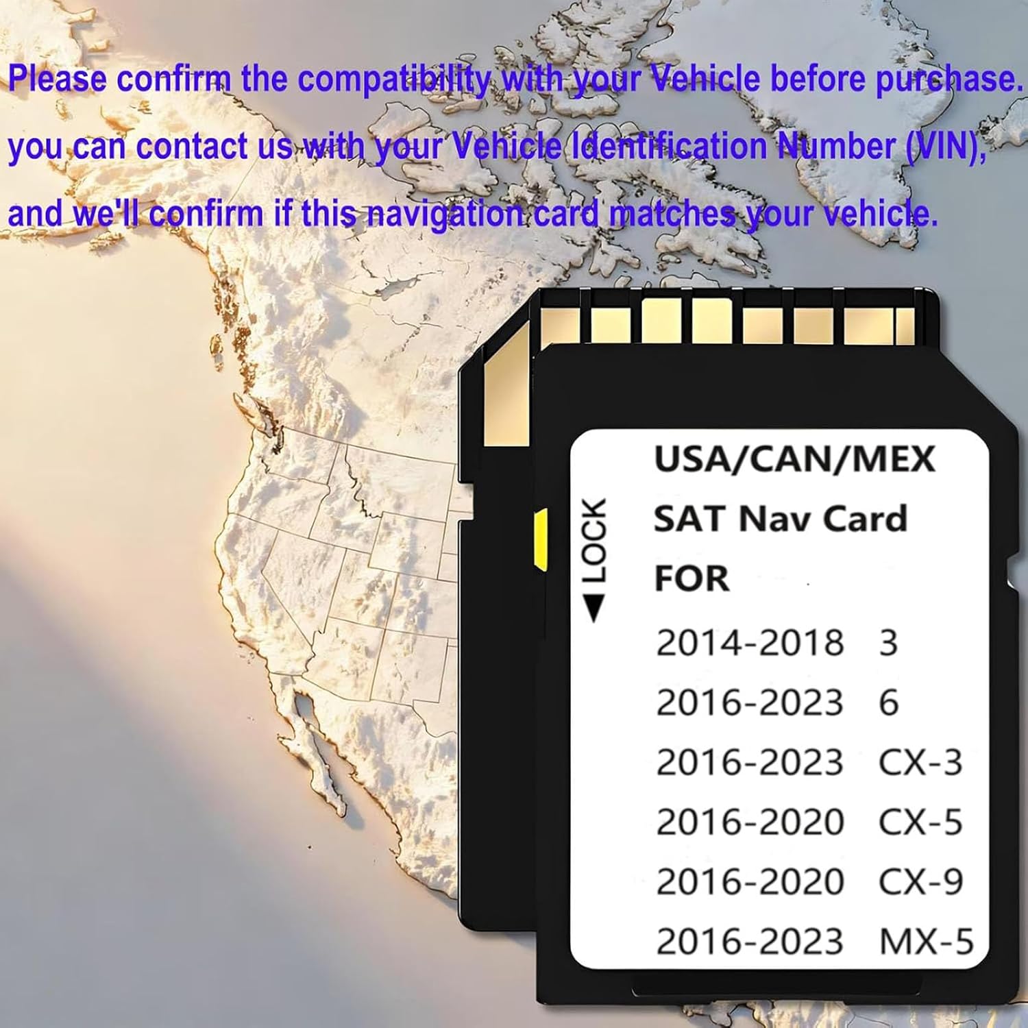 Latest Navigation SD Card Memory, Compatible with (2016-23)-Cx3，(2016-20)-CX5，(2016-20)-Cx9. (2016-23)-Mx5. (2014-18)-3,(2016-23)-6, Can/Mex/USA Maps (MZDSD1423)