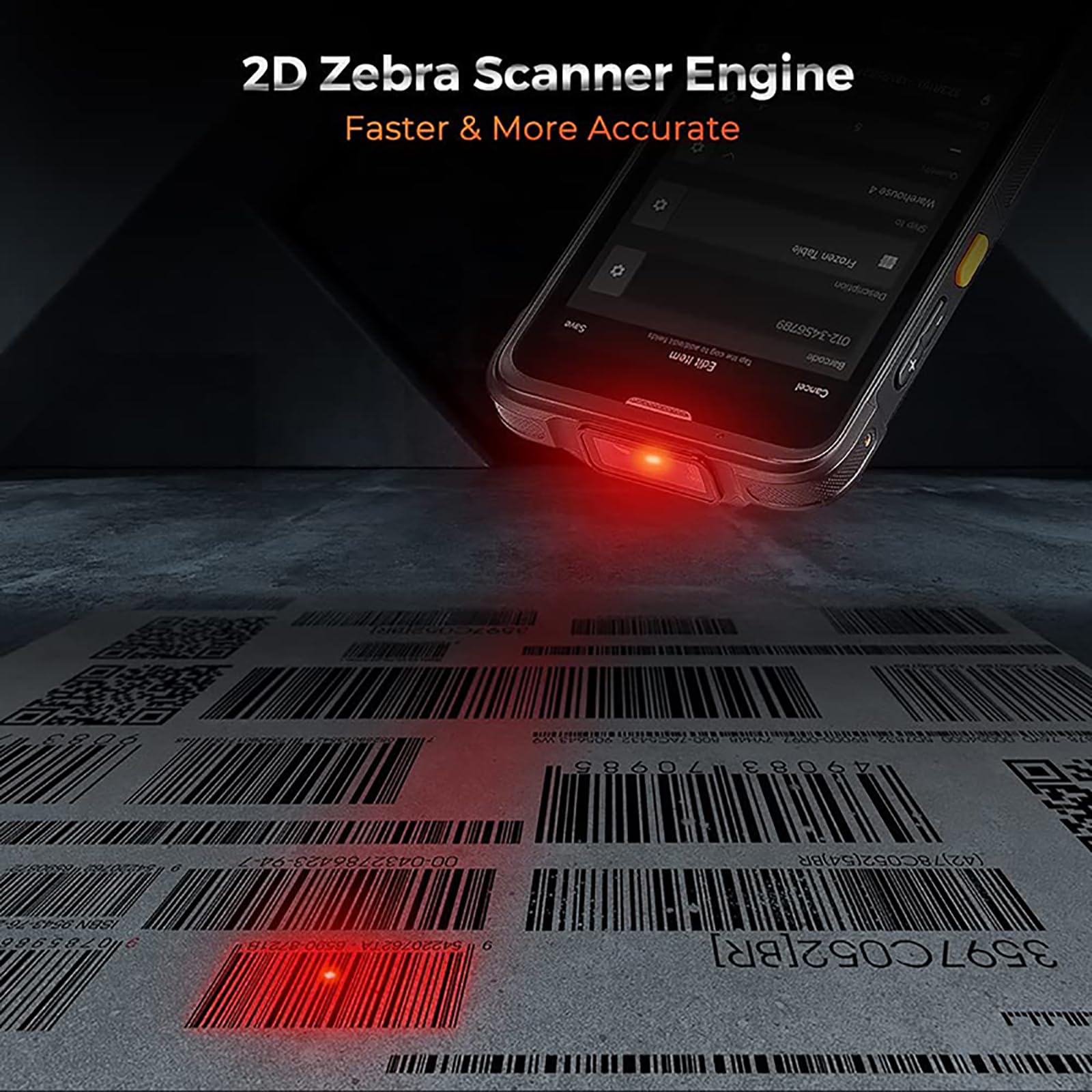 PDART66 - Escáner de código de barras de mano Android 13 con agarre de pistola, motor Zebra SE4710 equipado, computadora móvil PDA resistente HD de 5.5 pulgadas, NFC Wi-Fi 6 QC3.0 GPS 1D/2D/QR