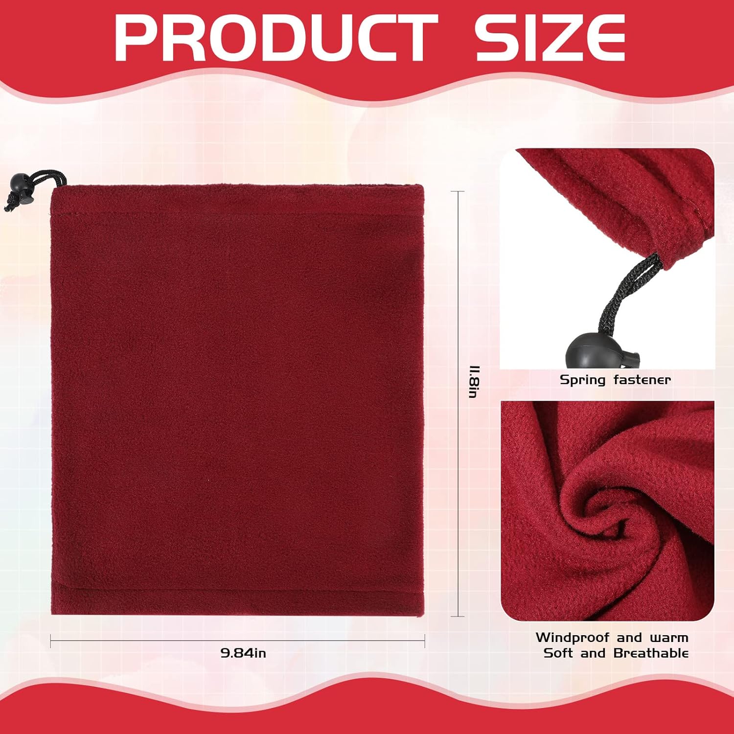 Winter Neck Warmers Fleece Neck Gaiter Face Mask Set Windproof Balaclava Scarf for Homeless Skiing Cycling Running, 8 Colors - Image 2