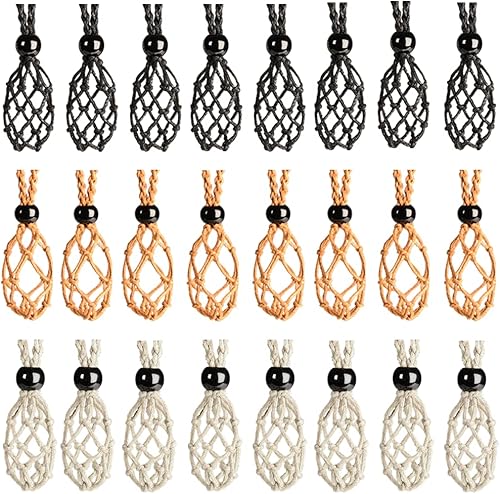 24 piezas de collar de cristal ajustable collar de piedra de cristal colgante collar cordón tejido a mano collar cuerdas para hacer joyas