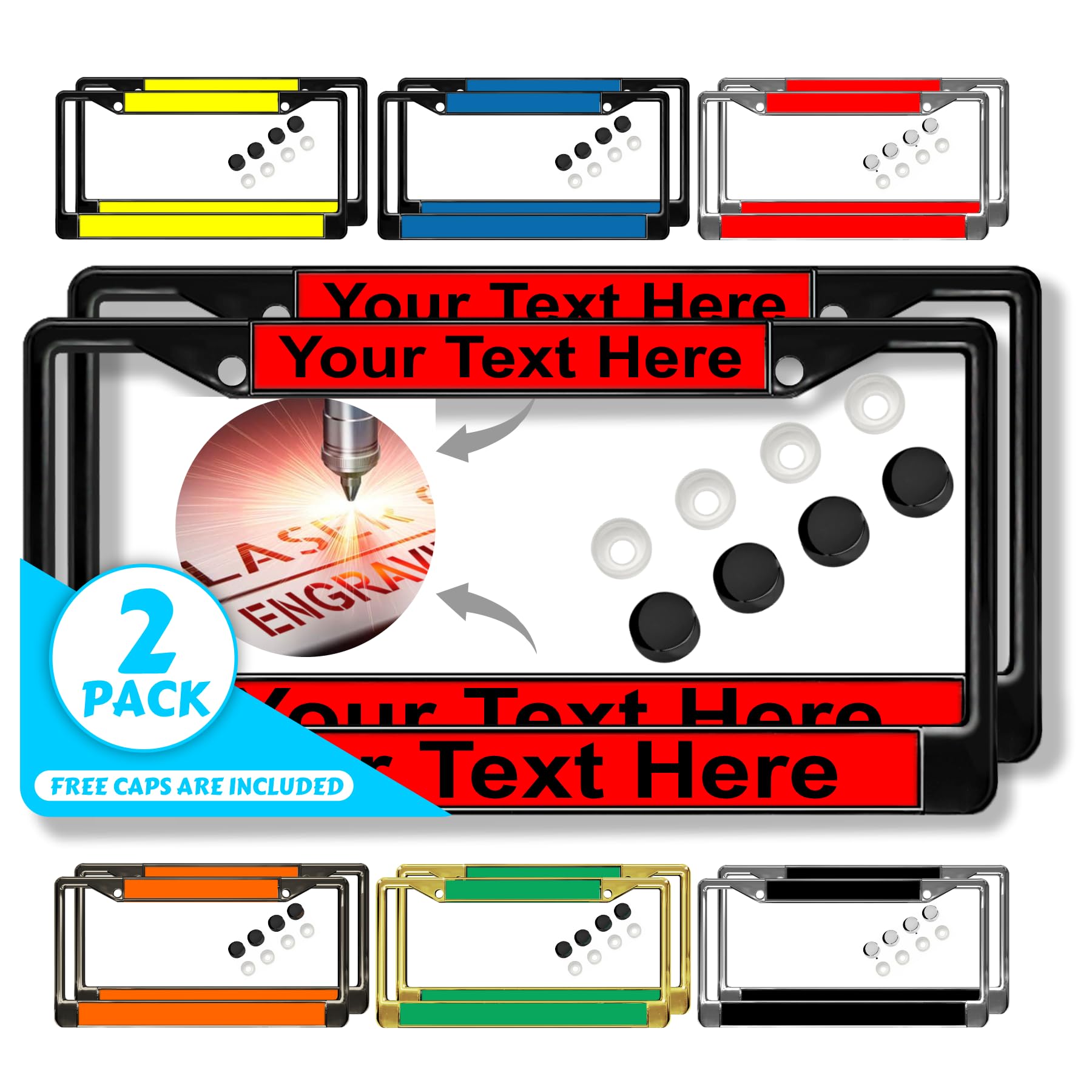 Custom Personalized Metal Laser Engraved Car License Plate Frame with Free caps - Picture 85 of 132