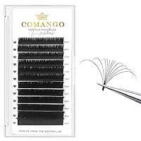 Vista 17 de CoMango Easy Fan - Extensiones de pestañas rizadas C/D de 0.05/0.003 in, pestañas de volumen que florecen automáticamente, color negro mate 2D-20D
