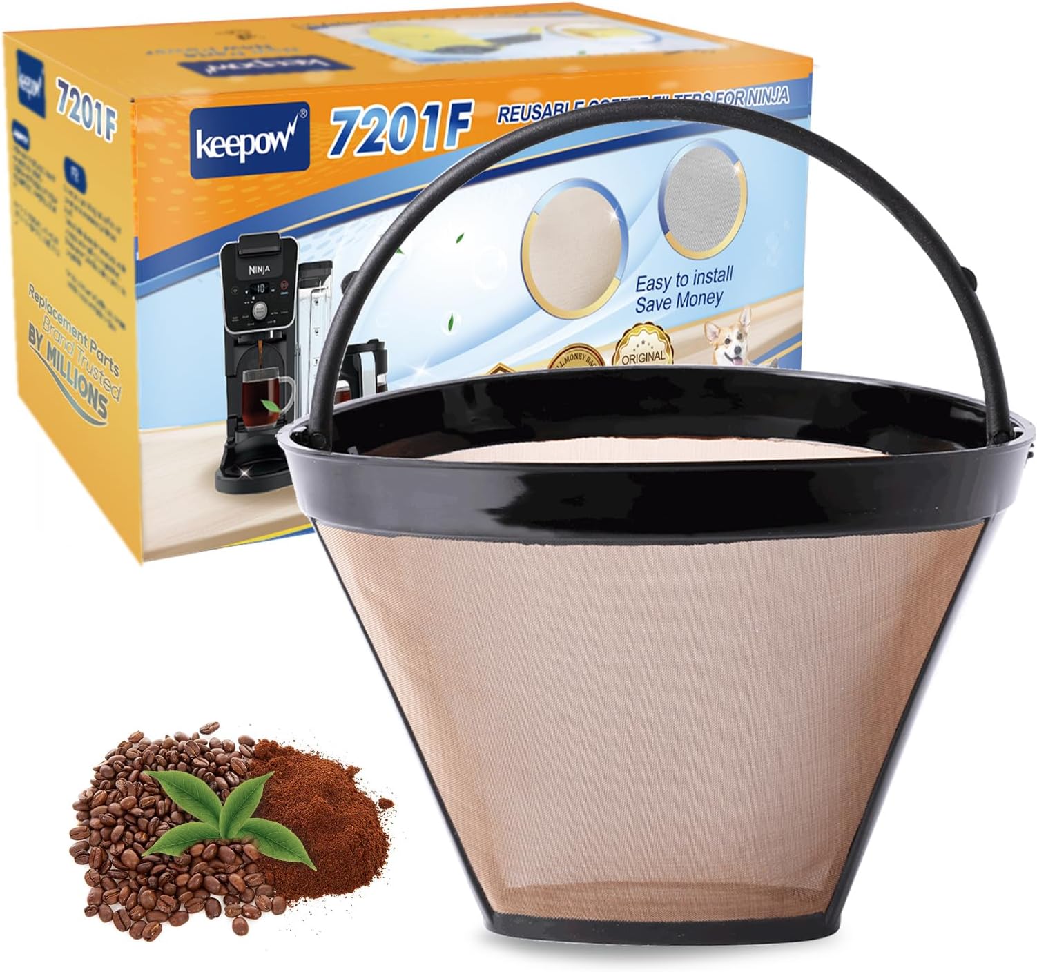 KEEPOW Reusable Coffee Filter Replacement 14 cup Compatible with Cuisinart DC...