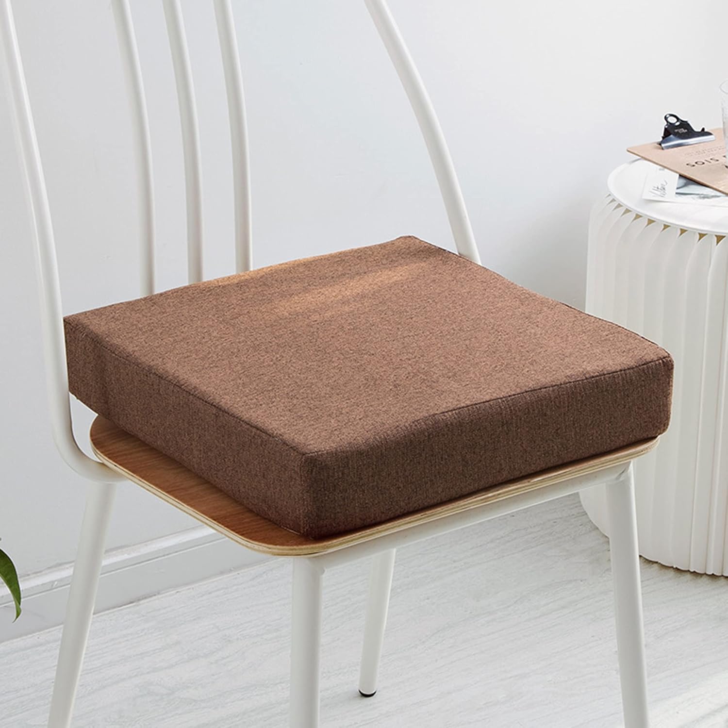 Chair Pad Seat Pad Non Slip, Removable Cover Kitchen Chair Cushion, Dining Chair Seat Cushion, Comfortable Square Seat Cushions Pad for Garden Patio Office,45x45x5cm,Coffee