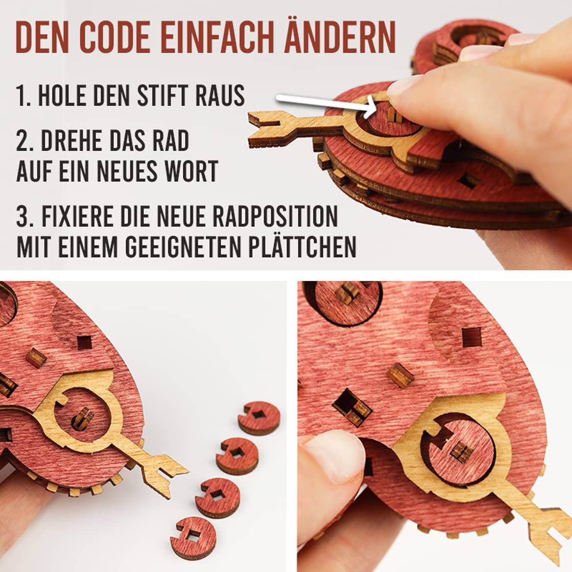 iDventure Tin Woodman`s Heart. Eine mechanische Schatzkiste - Schmuck Versteck Hochzeitsgeschenke - Cryptex - Geschenkverpackung Geburtstag Questbox Valentinstag - 3D Puzzle